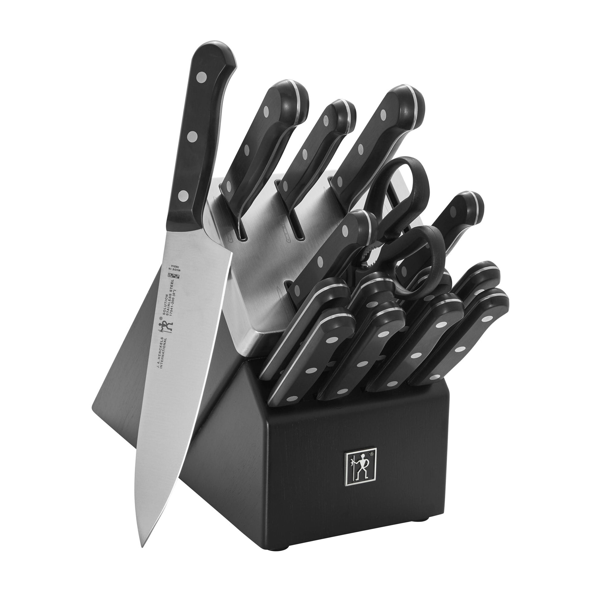 Henckels Solution 16 Piece, Knife Block Set, Black-Knife Block-DECOROLALA