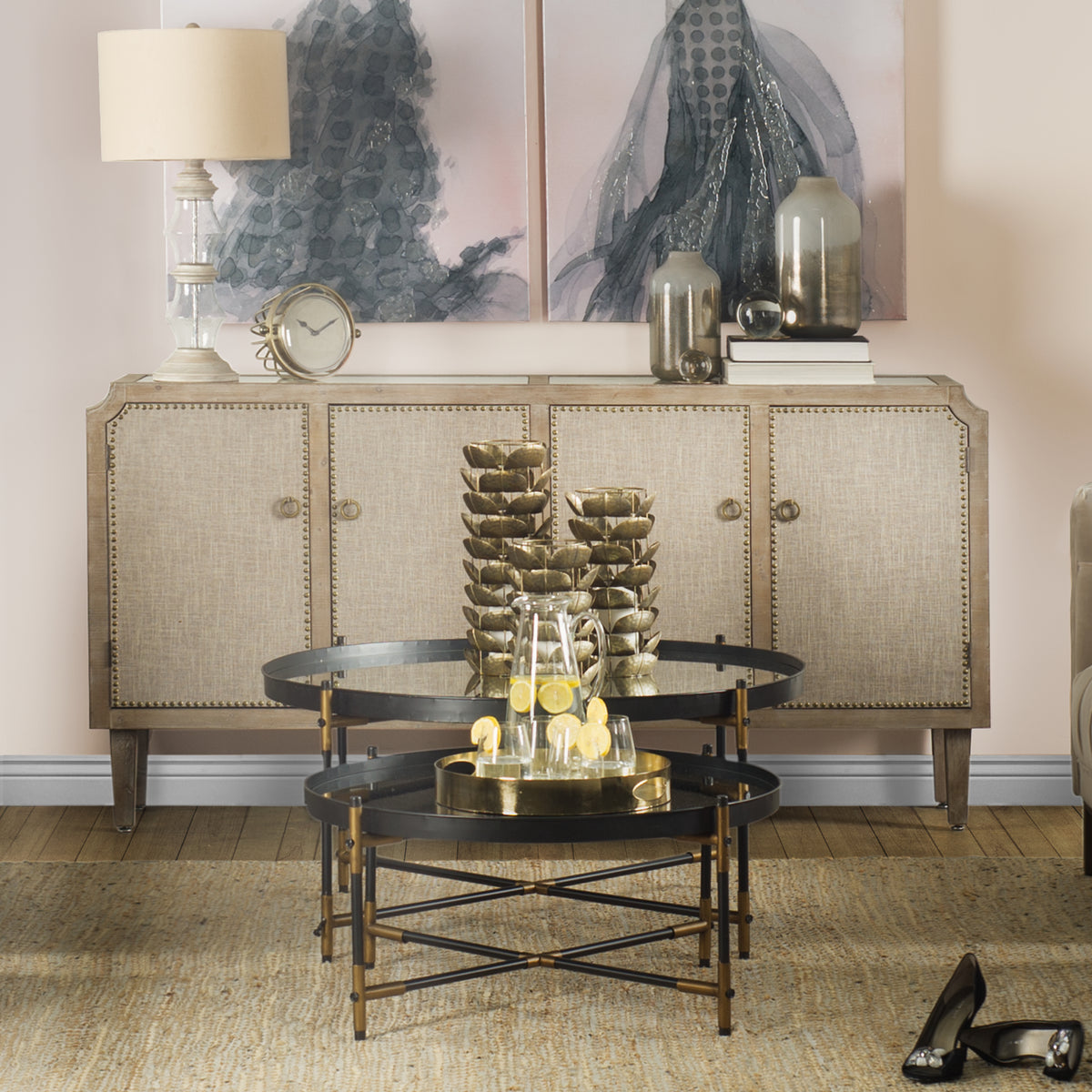 Henley I Small Bronze Metal Decorative Table Candle Holder-Table Candle Holders-DECOROLALA