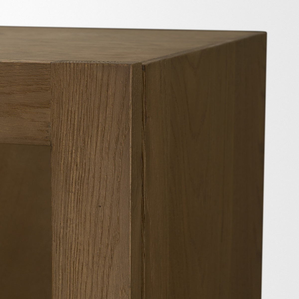 Henry & Light Brown Oak Wood w/ Glass Doors Curio Cabinet-Cabinets-DECOROLALA