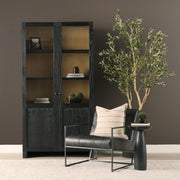 Henry & Light Brown Oak Wood w/ Glass Doors Curio Cabinet-Cabinets-DECOROLALA