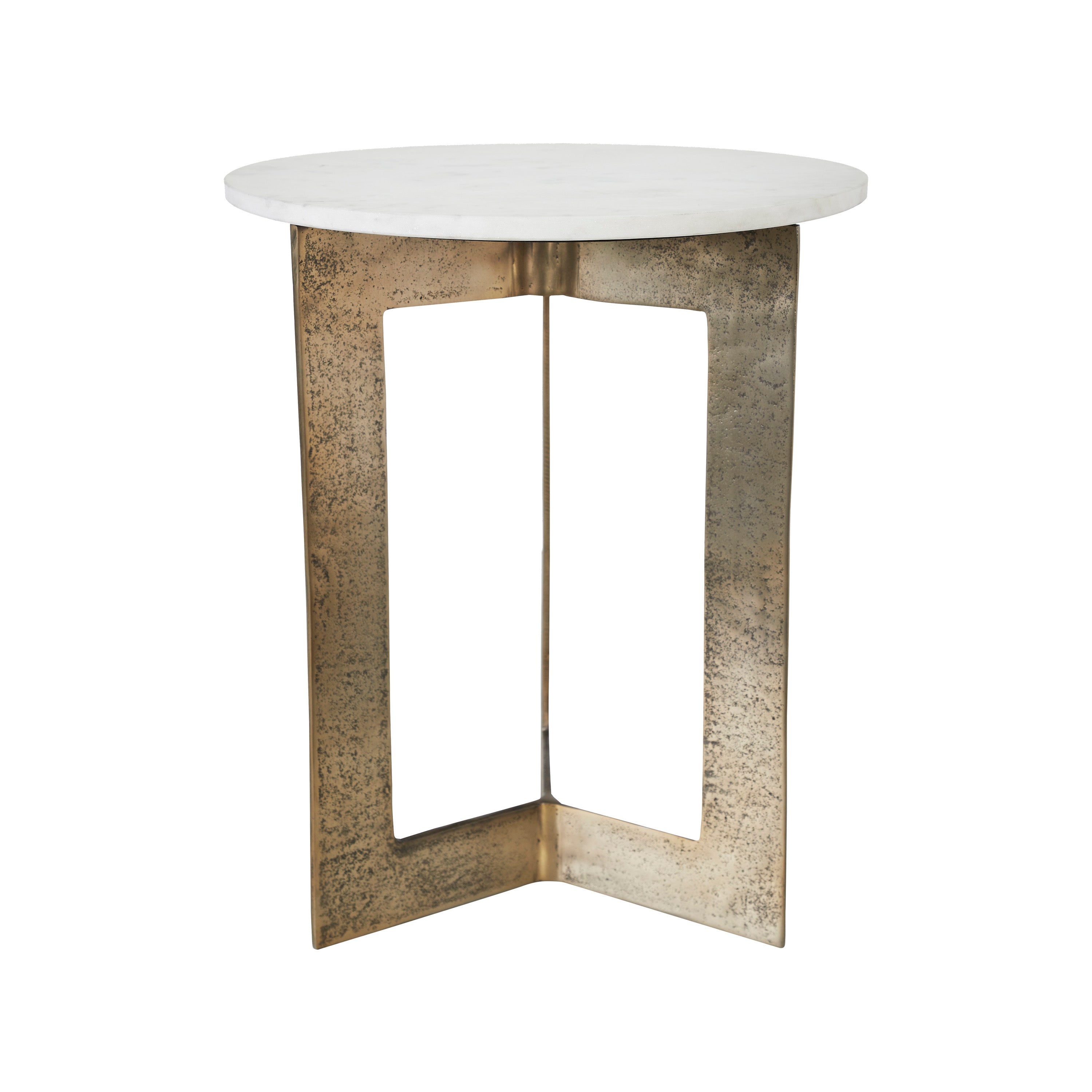 Hera Indoor Cast Aluminum Side Table, Antique Brass-End Table-DECOROLALA