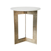 Hera Indoor Cast Aluminum Side Table, Antique Brass-End Table-DECOROLALA