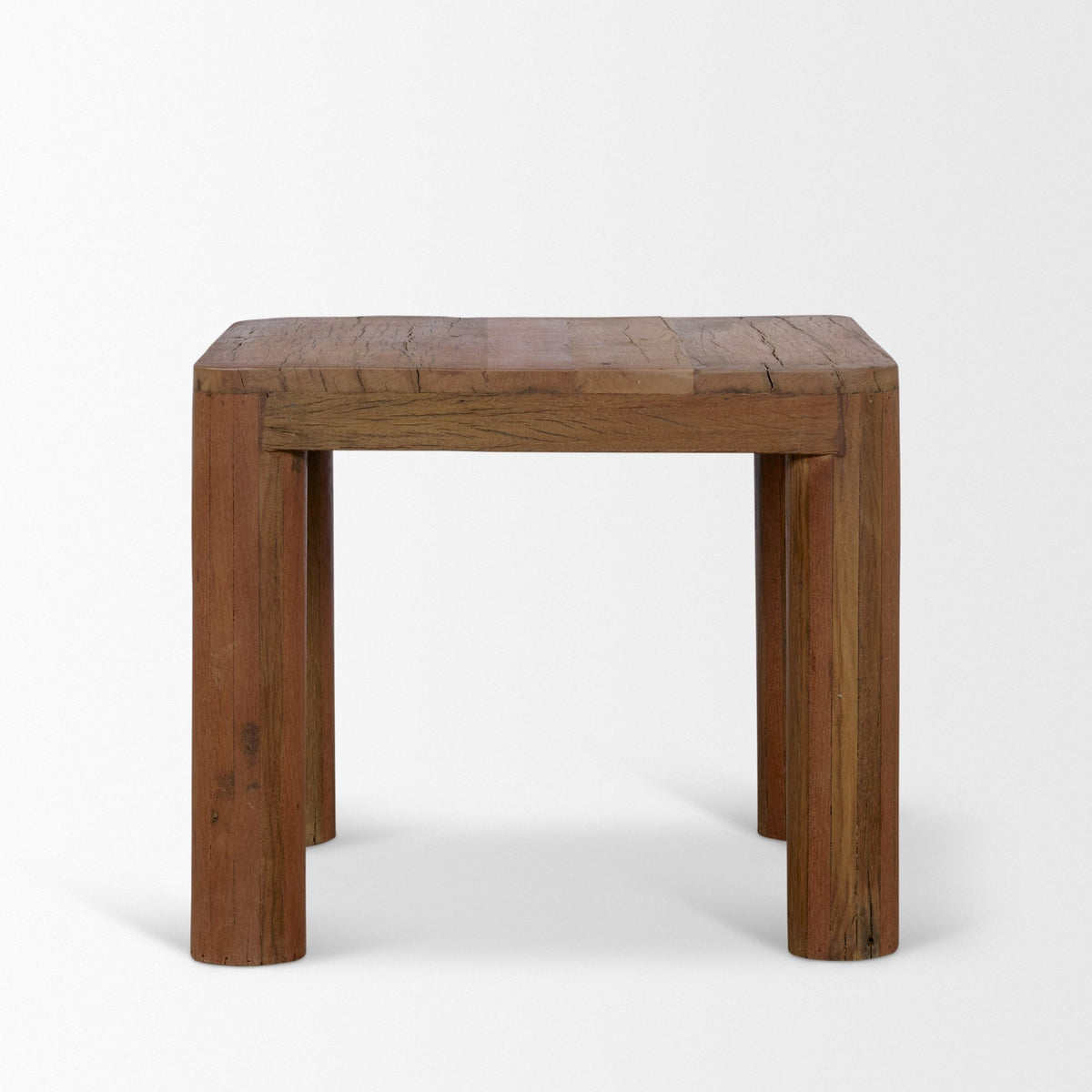 Hewitt Square Smooth Reclaimed Wood Side Table-End and Side Tables-DECOROLALA