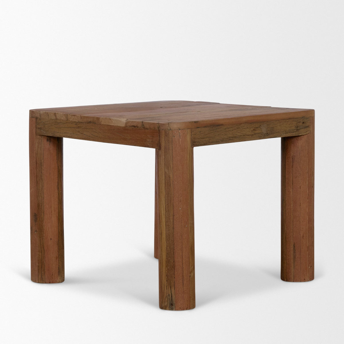 Hewitt Square Smooth Reclaimed Wood Side Table-End and Side Tables-DECOROLALA