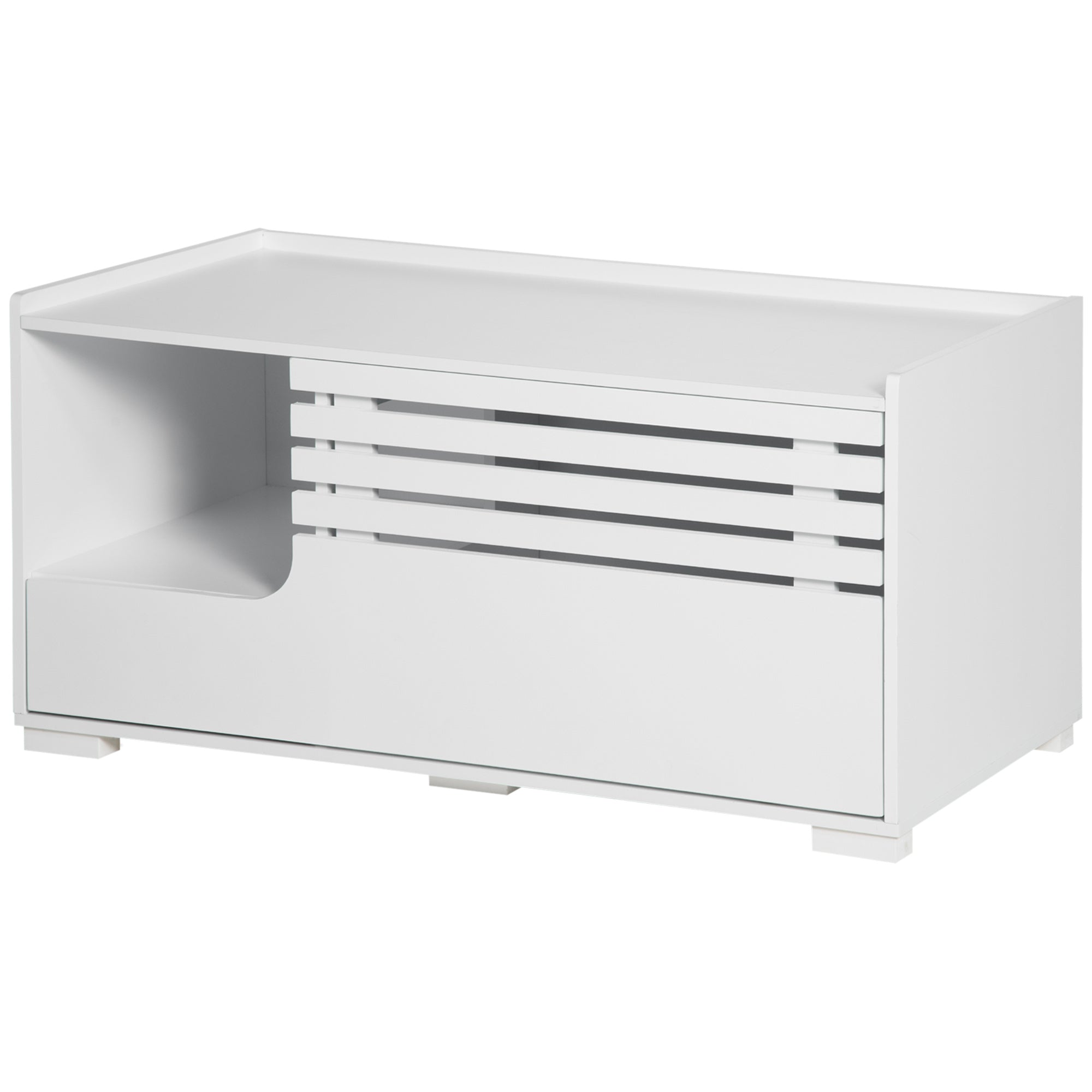 Hidden Cat Litter Box Enclosure Furniture - White MDF Side Table-Cats-DECOROLALA