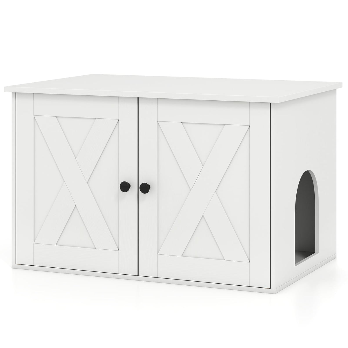 Hidden Cat Litter Box Enclosure Furniture with Divider-White-Cat Houses-DECOROLALA
