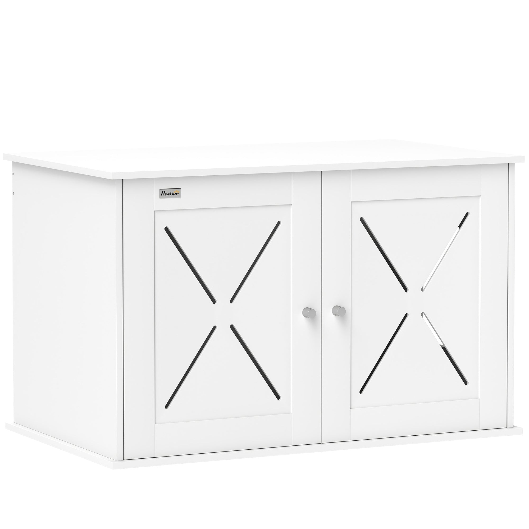 Hidden Cat Litter Box Enclosure Side Table - White 31.5" x 19"-Cats-DECOROLALA