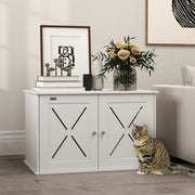 Hidden Cat Litter Box Enclosure Side Table - White 31.5" x 19"-Cats-DECOROLALA