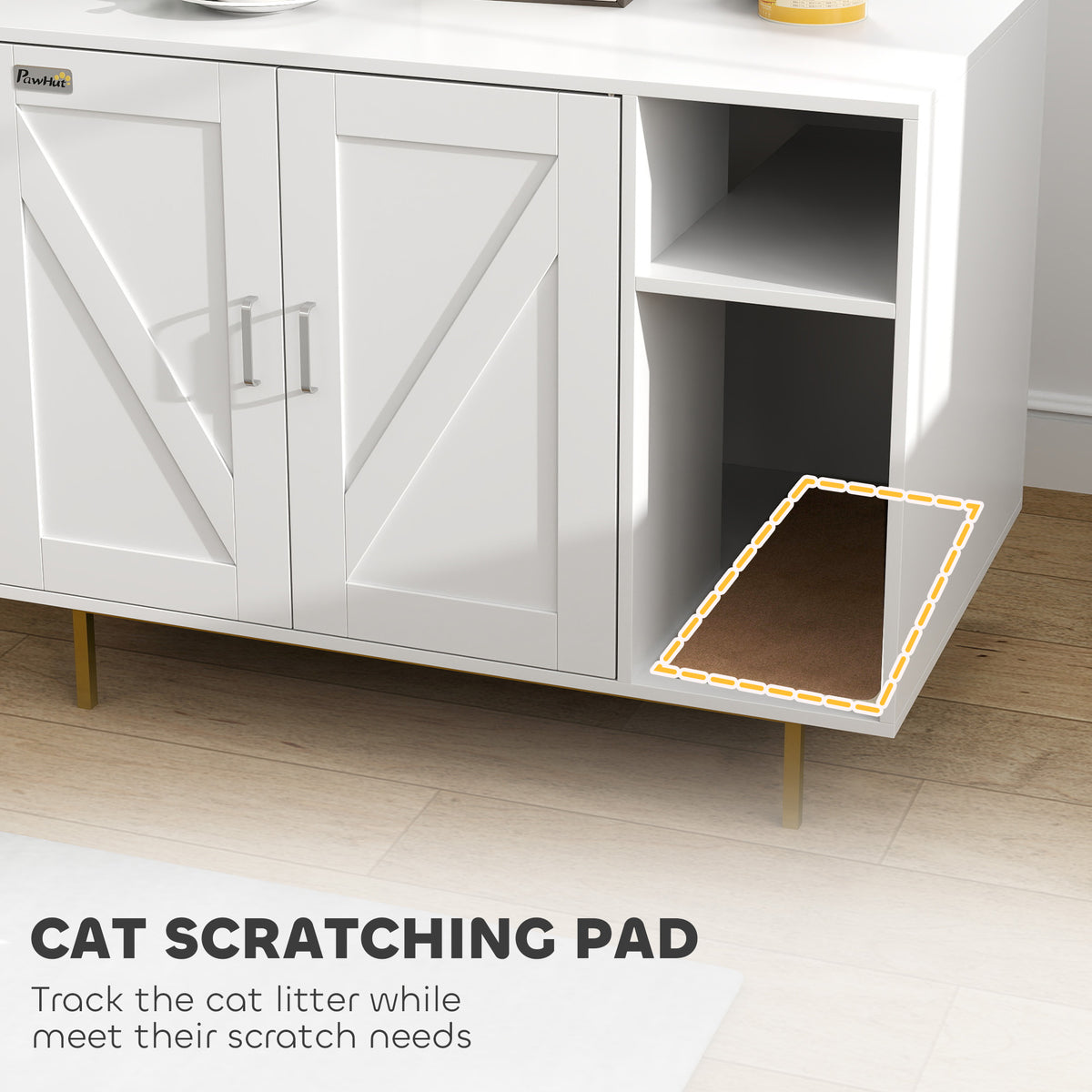 Hidden Cat Litter Box Enclosure - White Side Table with Storage-Cats-DECOROLALA