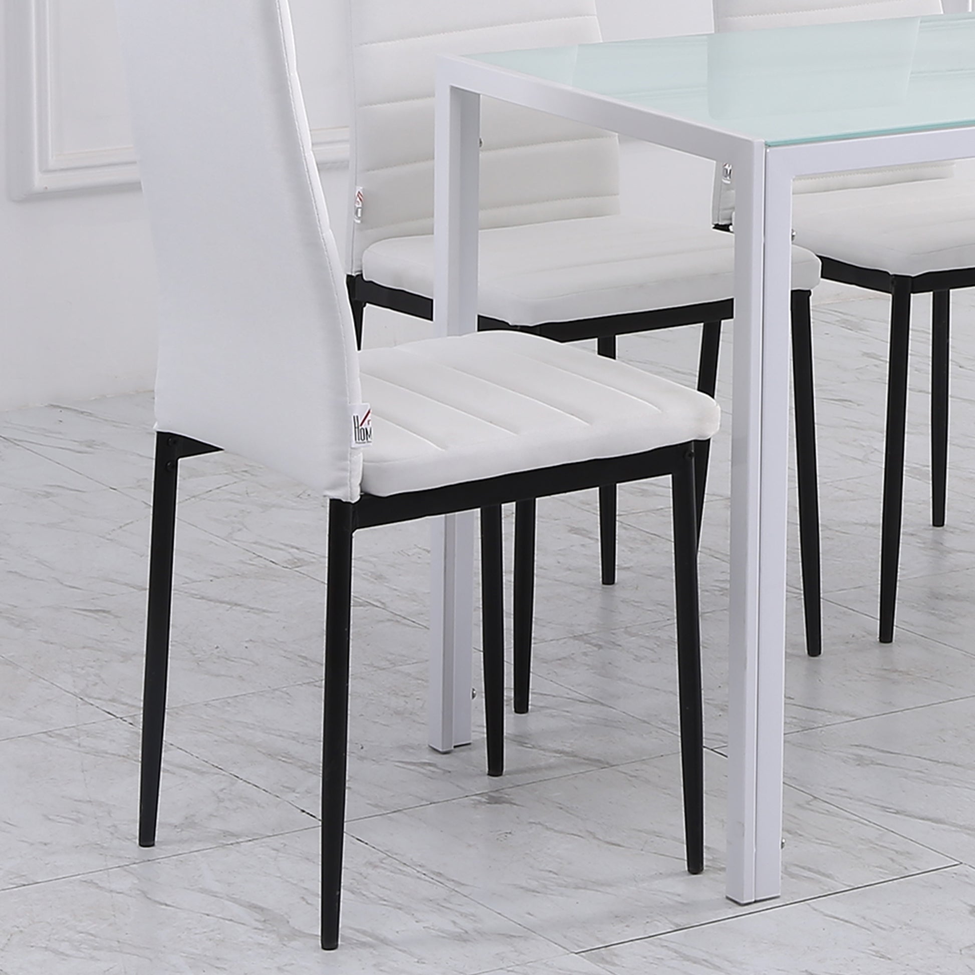 High Back Dining Chairs - Set of 4, White Linen Fabric Modern-Home Furnishings > Kitchen & Dining Furniture > Dining Chairs-DECOROLALA