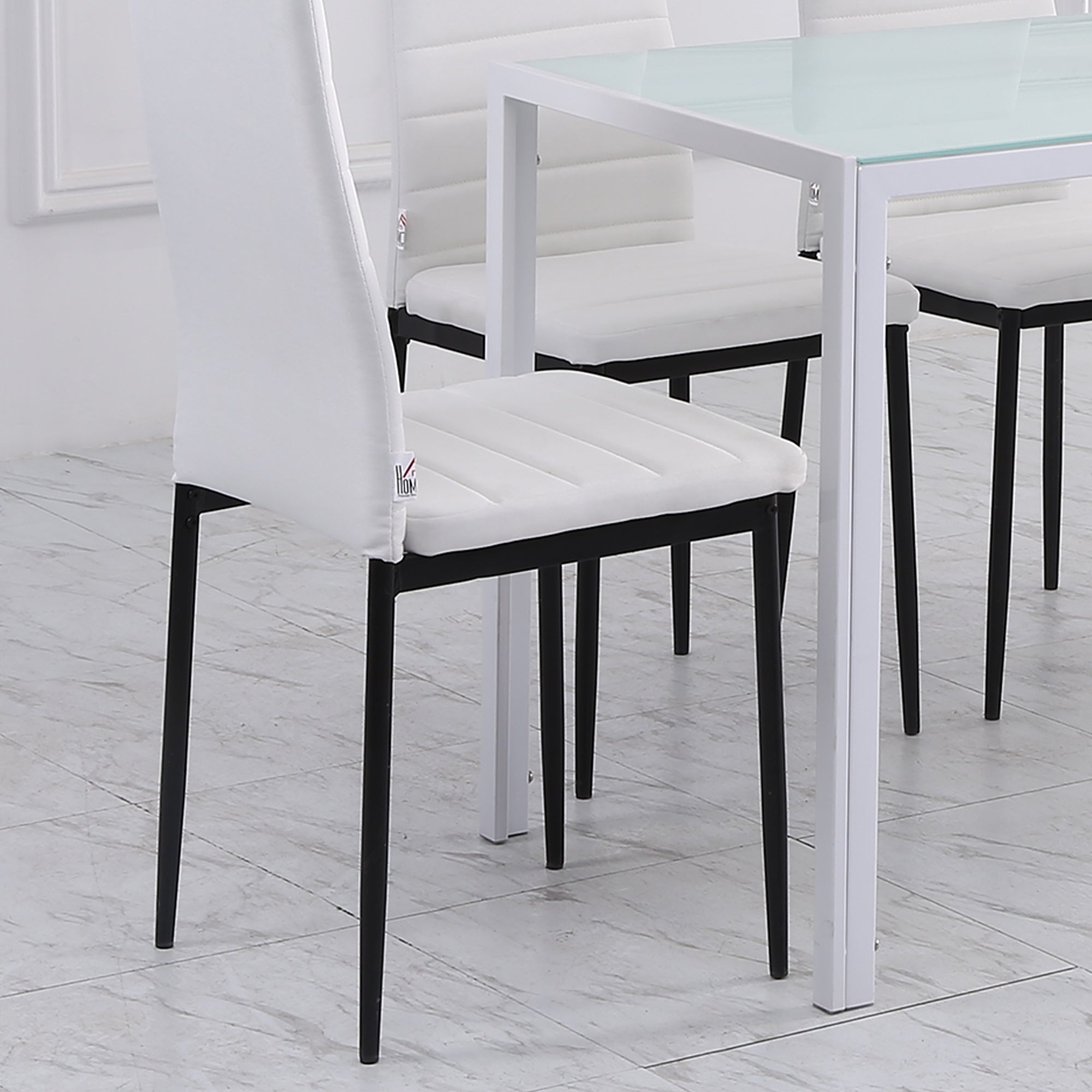 High Back Dining Chairs - Set of 4, White Linen Fabric Modern-Home Furnishings > Kitchen & Dining Furniture > Dining Chairs-DECOROLALA