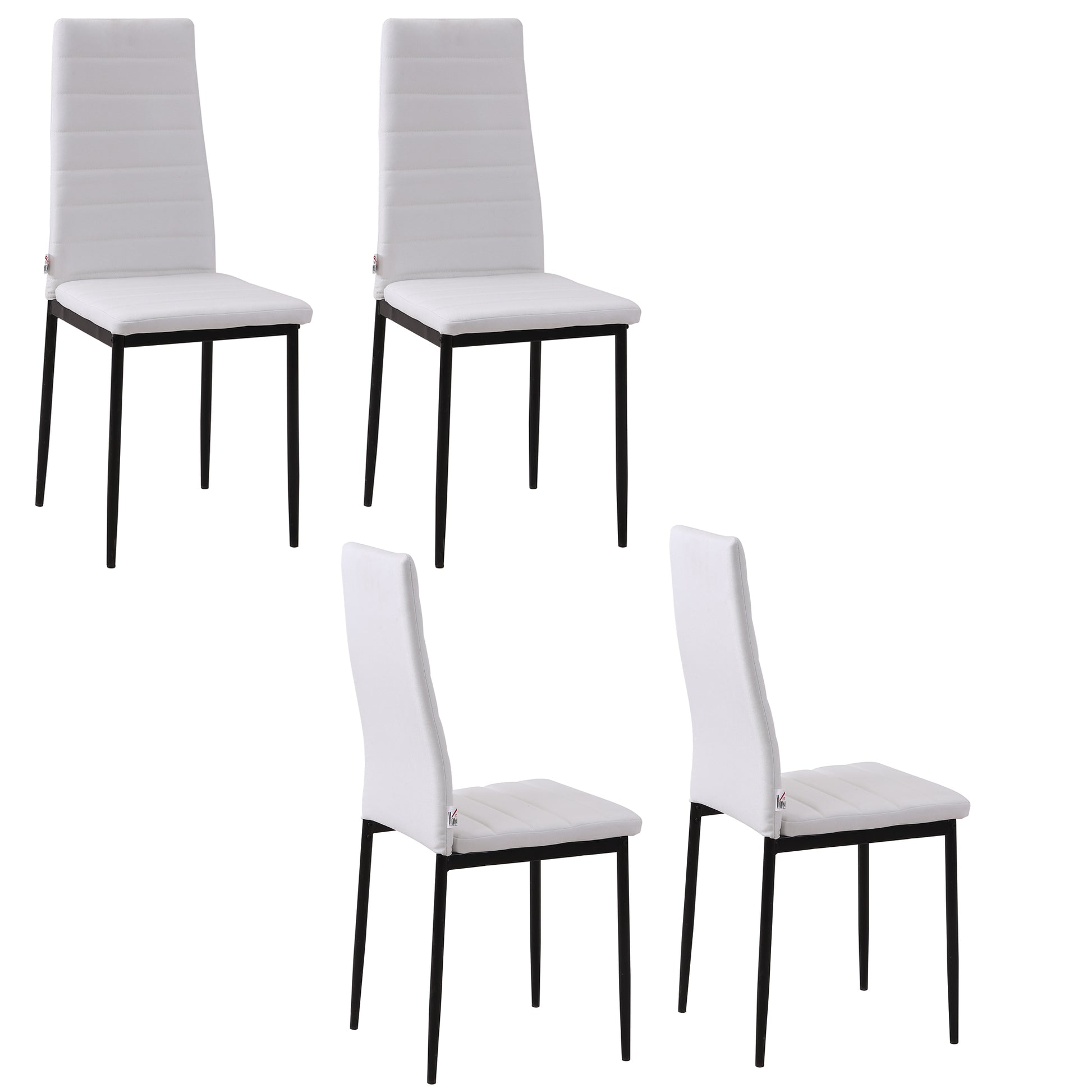 High Back Dining Chairs - Set of 4, White Linen Fabric Modern-Home Furnishings > Kitchen & Dining Furniture > Dining Chairs-DECOROLALA