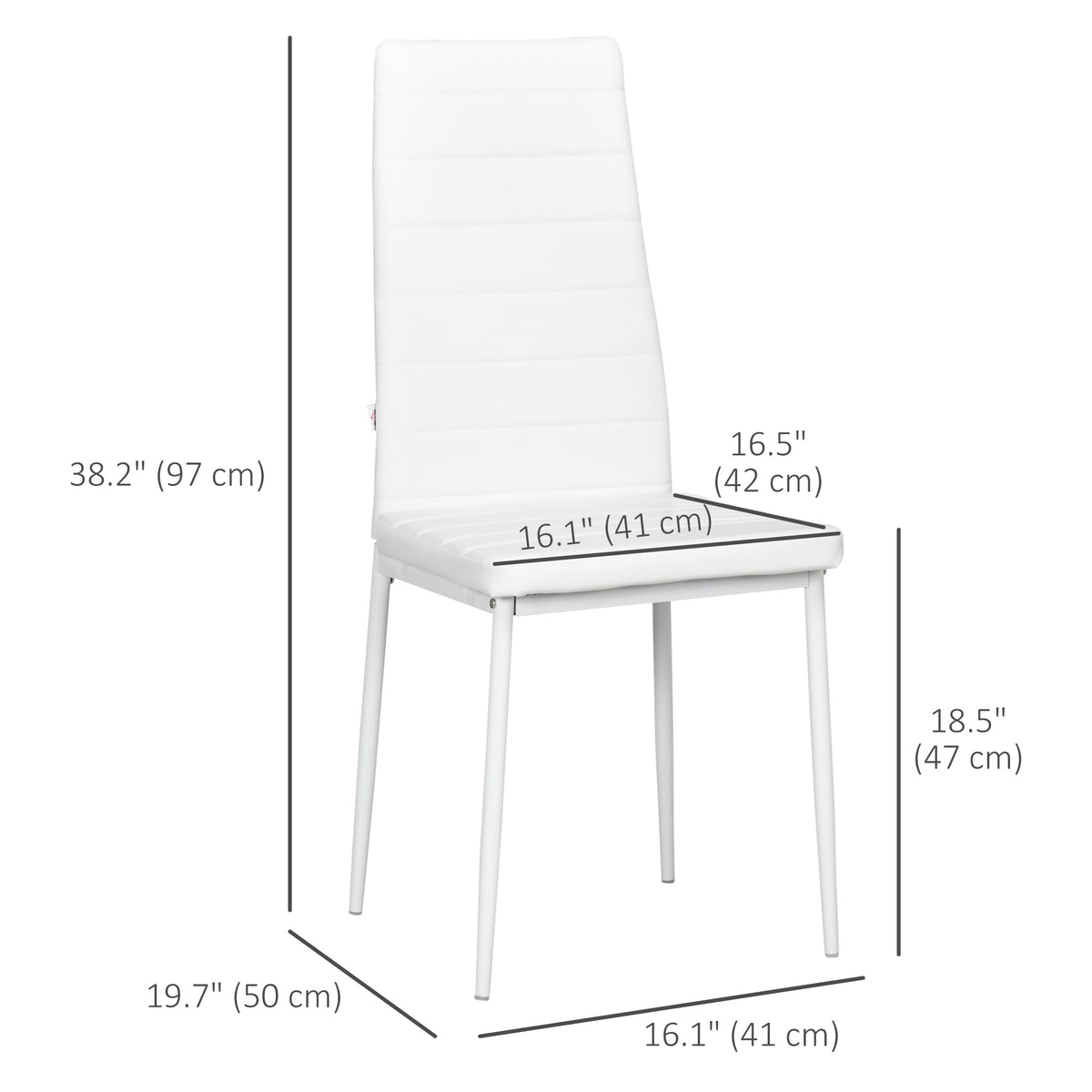 High Back Dining Chairs, Set of 6, Modern PU Leather, Metal Legs, White-Dining Chairs-DECOROLALA