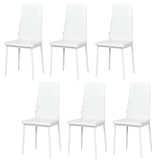 High Back Dining Chairs, Set of 6, Modern PU Leather, Metal Legs, White-DECOROLALA