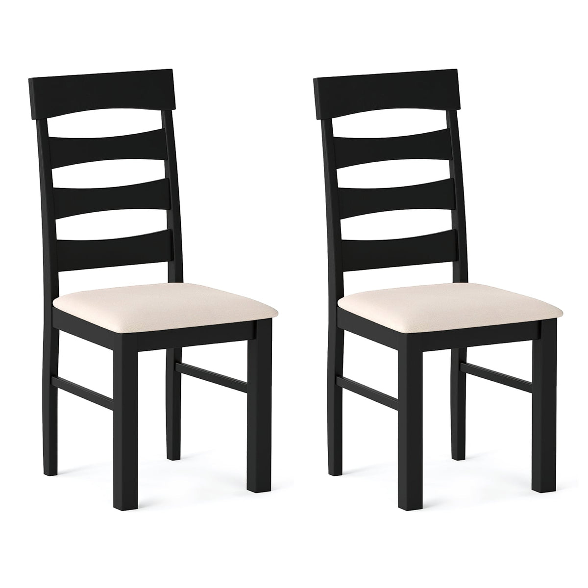High Back Dining Room Chairs Set of 2 with Padded Seat-Black-Dining Chairs-DECOROLALA