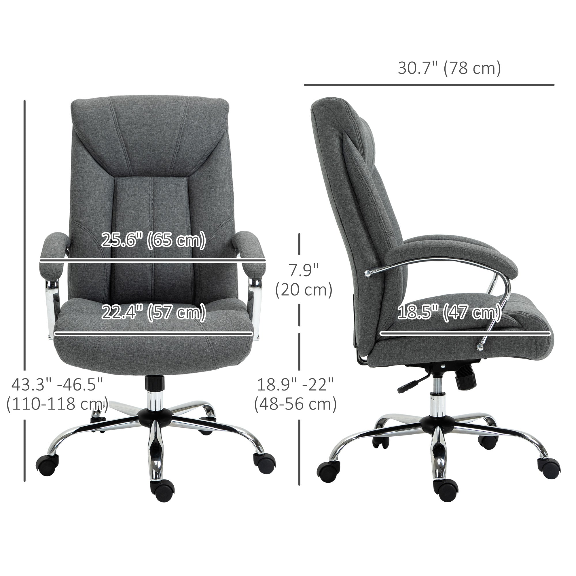 High Back Ergonomic Linen Office Chair - Grey-Office Products > Office Furniture > Office Chairs > Executive & Manager Chairs-DECOROLALA