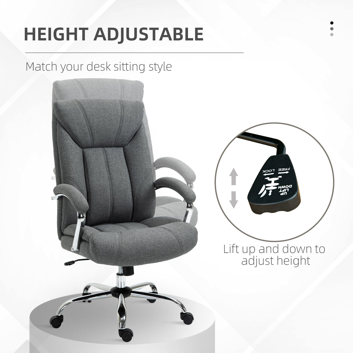 High Back Ergonomic Linen Office Chair - Grey-Office Products > Office Furniture > Office Chairs > Executive & Manager Chairs-DECOROLALA