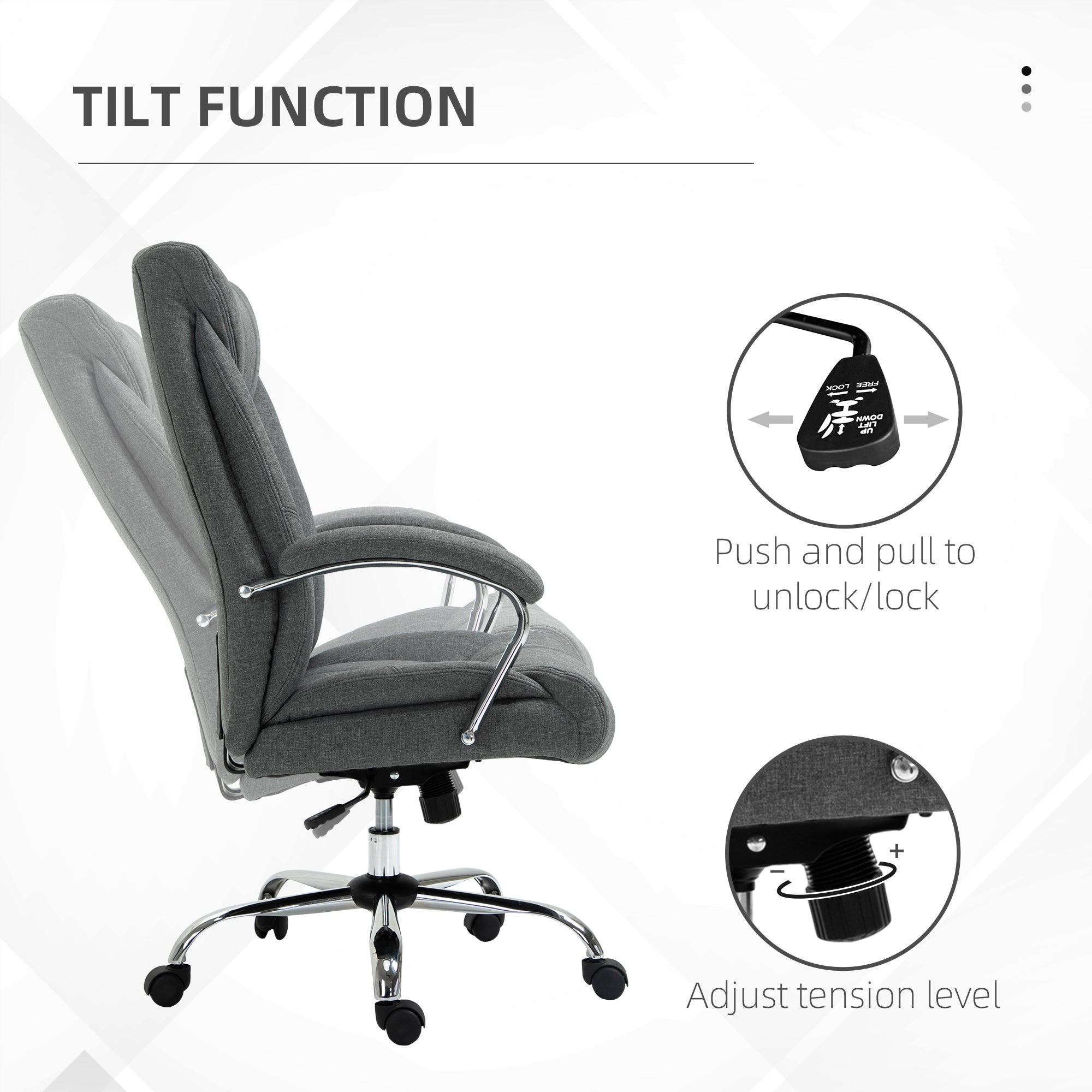 High Back Ergonomic Linen Office Chair - Grey-Office Products > Office Furniture > Office Chairs > Executive & Manager Chairs-DECOROLALA