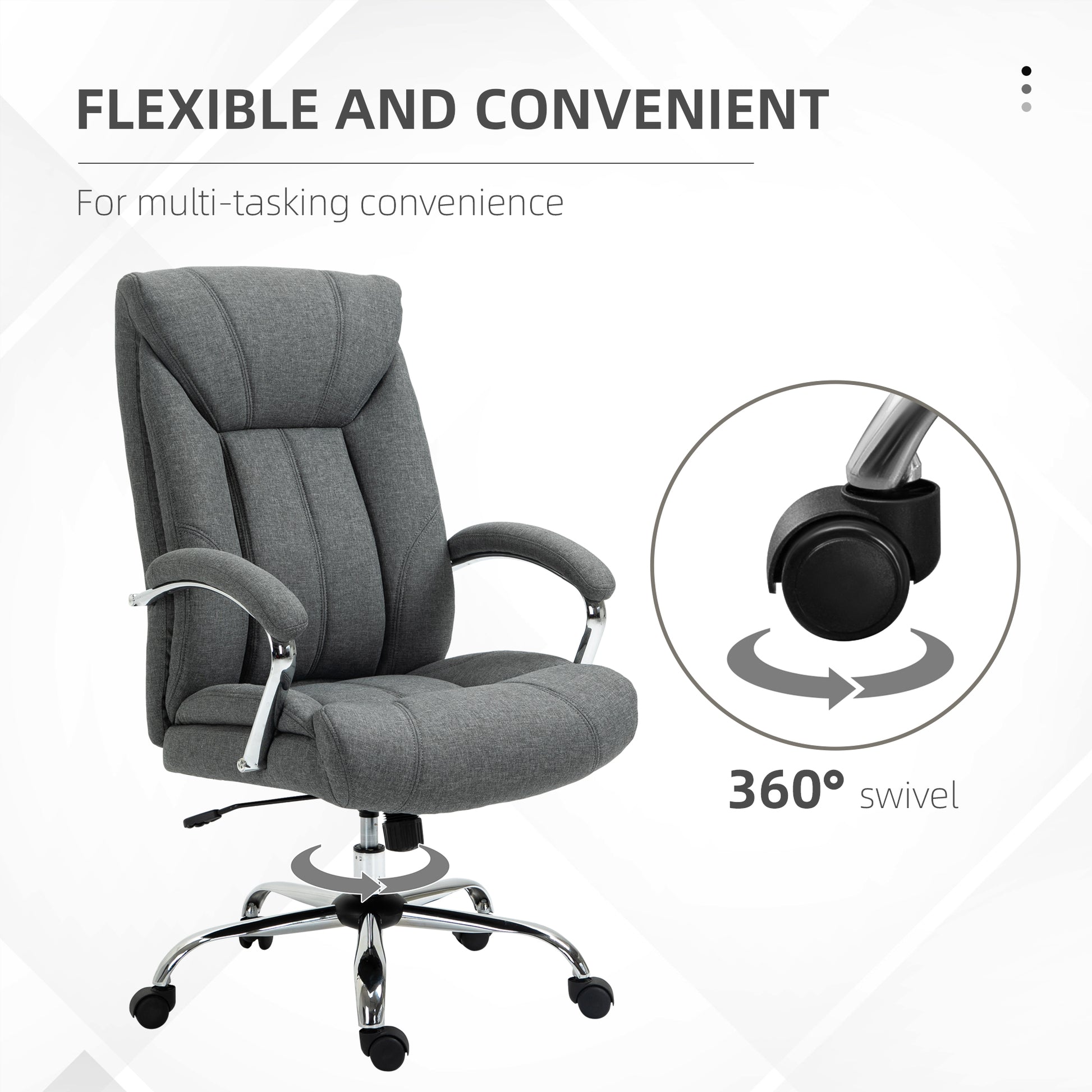 High Back Ergonomic Linen Office Chair - Grey-Office Products > Office Furniture > Office Chairs > Executive & Manager Chairs-DECOROLALA