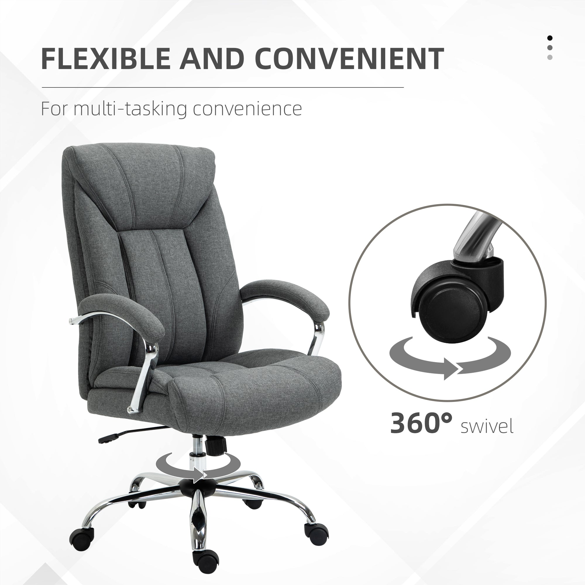 High Back Ergonomic Linen Office Chair - Grey-Office Products > Office Furniture > Office Chairs > Executive & Manager Chairs-DECOROLALA