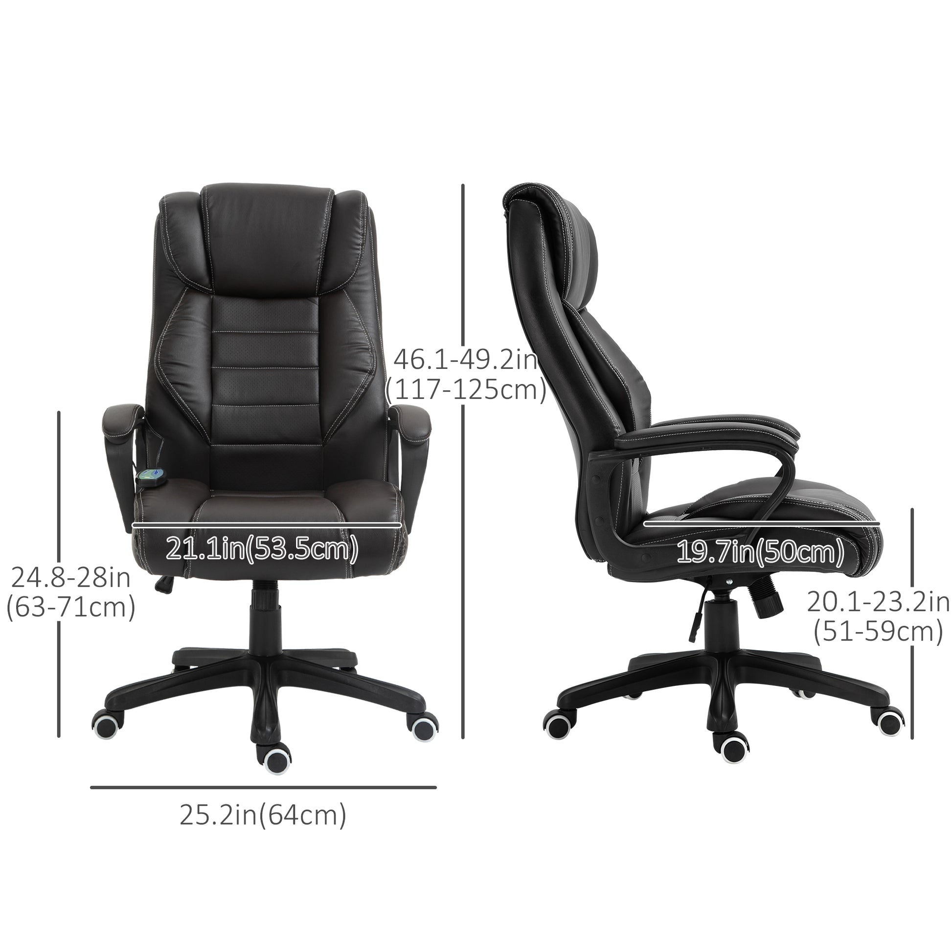 High Back Executive Massage Office Chair - Brown PU Leather-Office Products > Office Furniture > Office Chairs > Massage Chairs-DECOROLALA