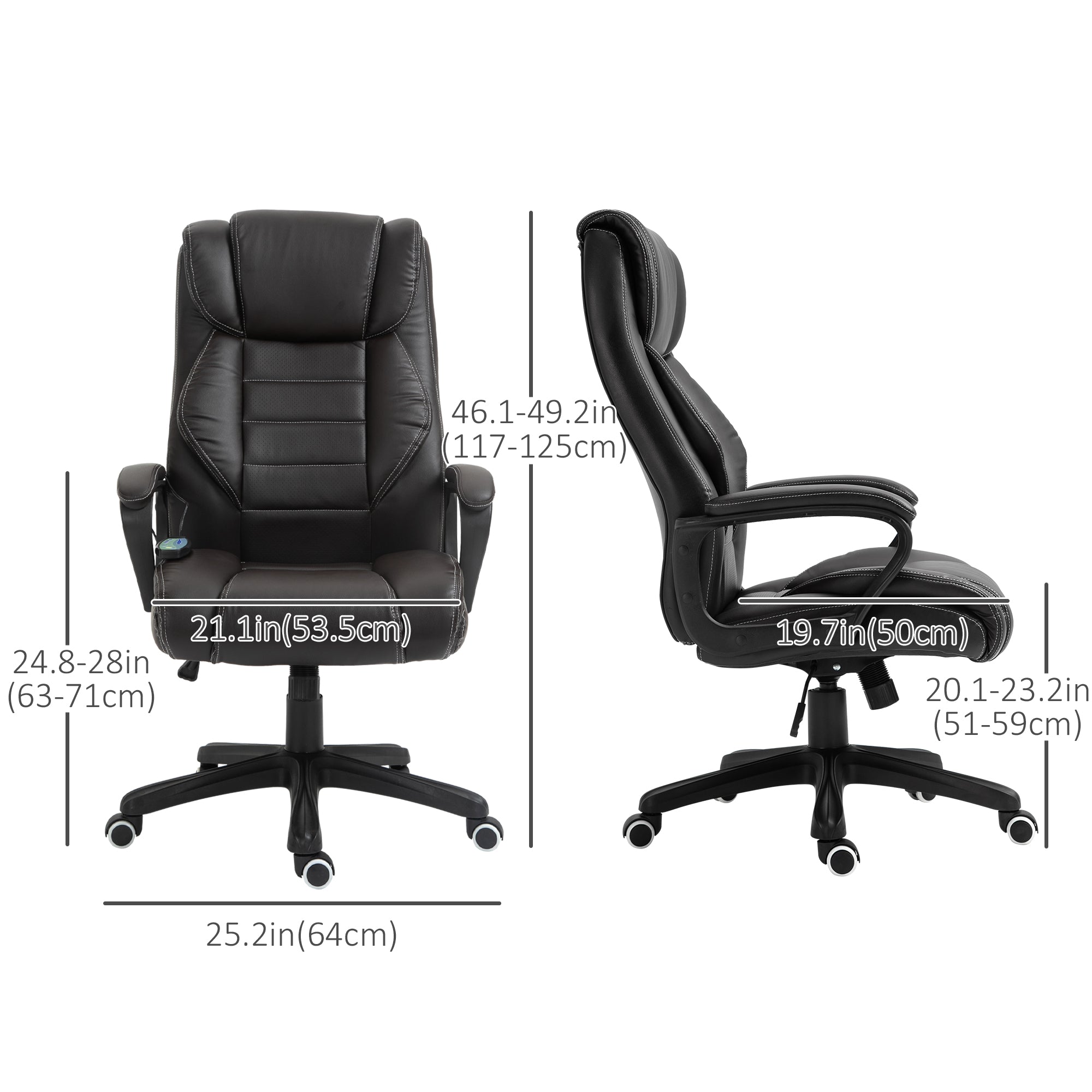 High Back Executive Massage Office Chair - Brown PU Leather-Office Products > Office Furniture > Office Chairs > Massage Chairs-DECOROLALA