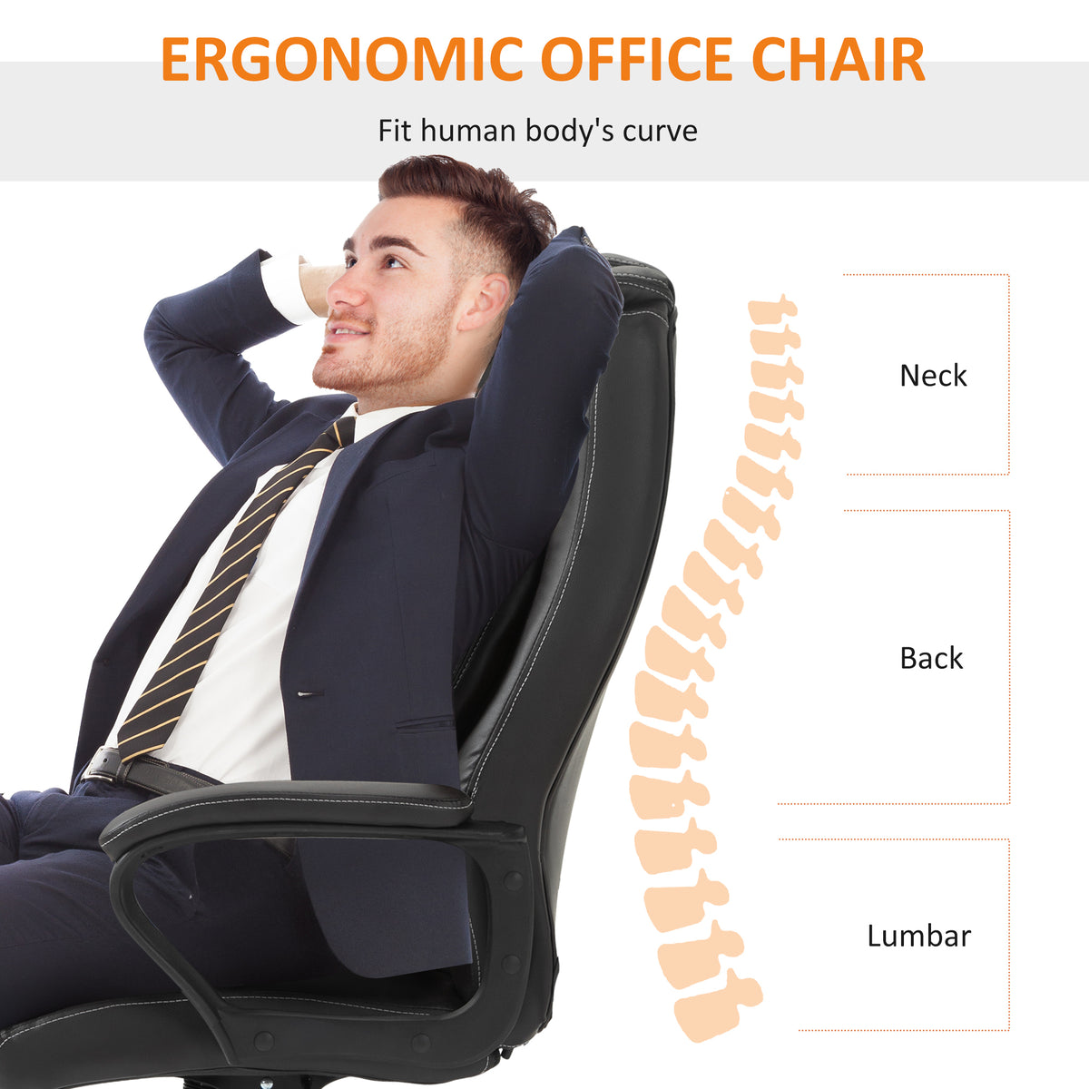 High Back Executive Massage Office Chair - Brown PU Leather-Office Products > Office Furniture > Office Chairs > Massage Chairs-DECOROLALA