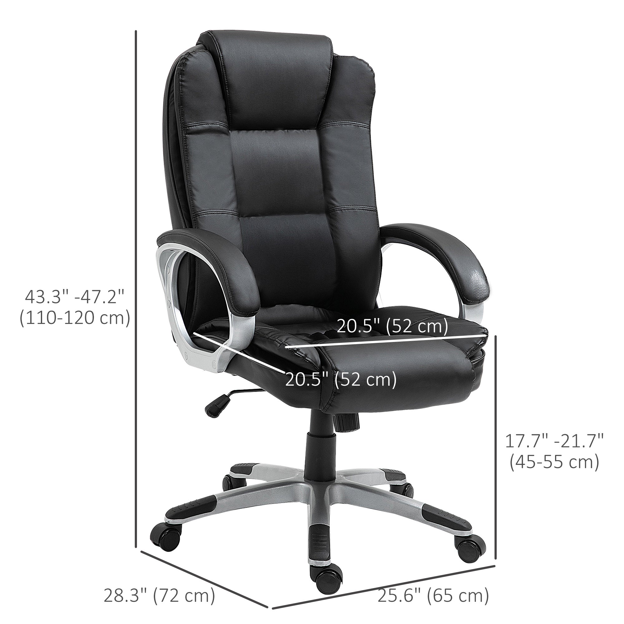 High Back Executive Office Chair Black-DECOROLALA