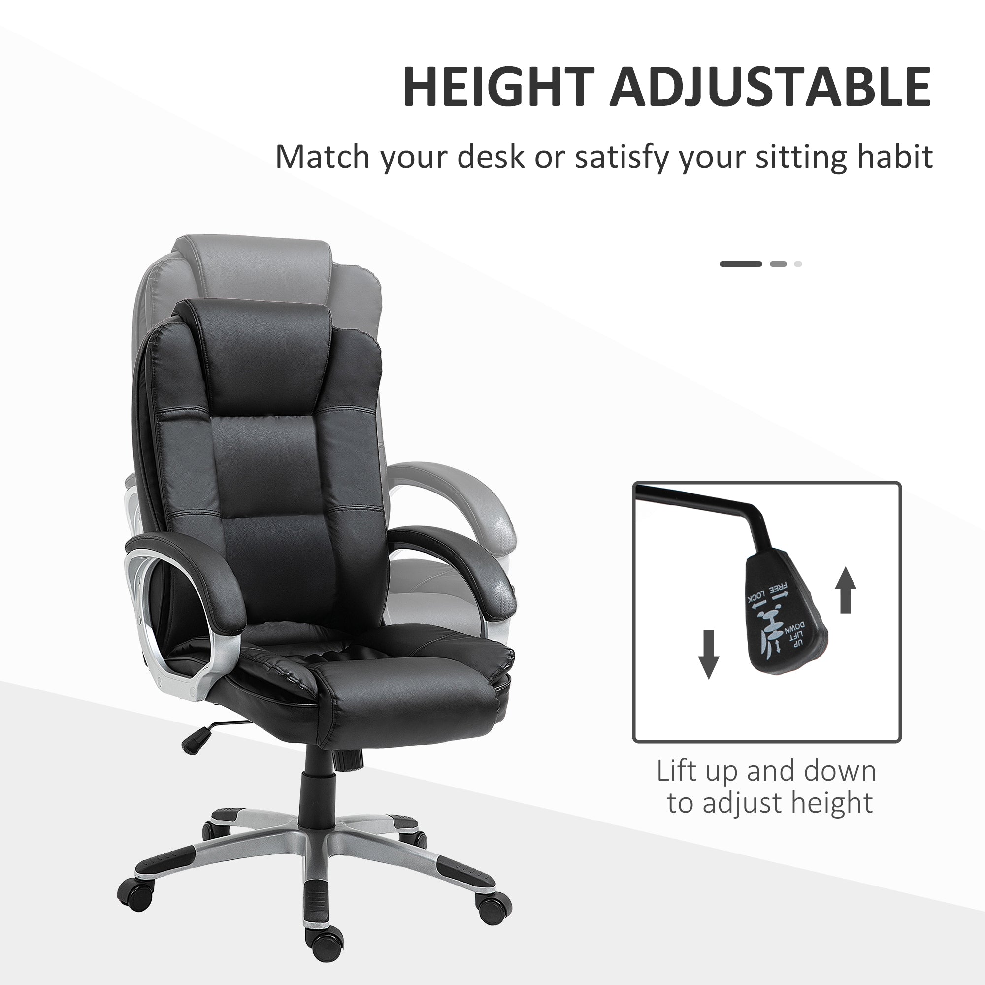 High Back Executive Office Chair Black-DECOROLALA