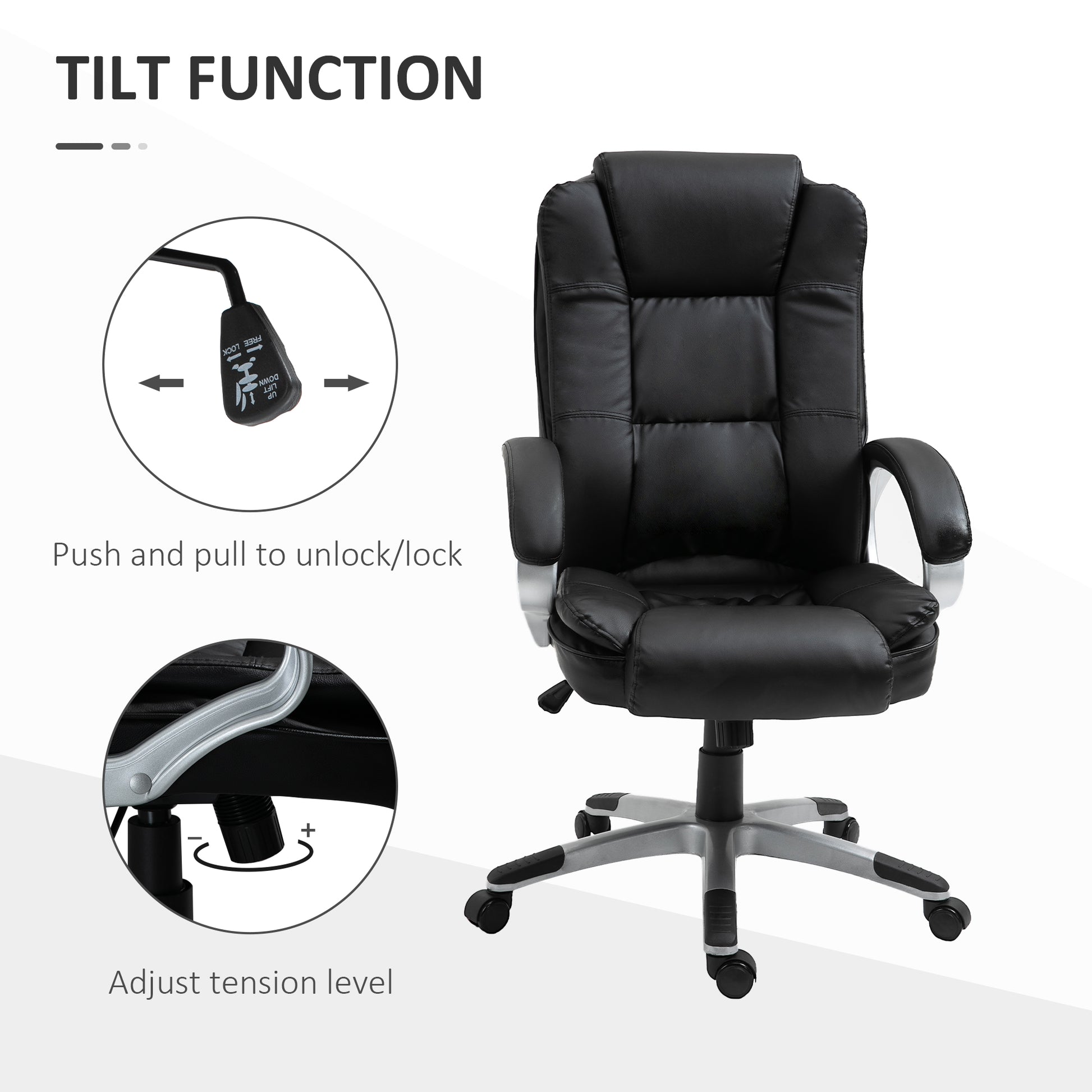 High Back Executive Office Chair Black-DECOROLALA