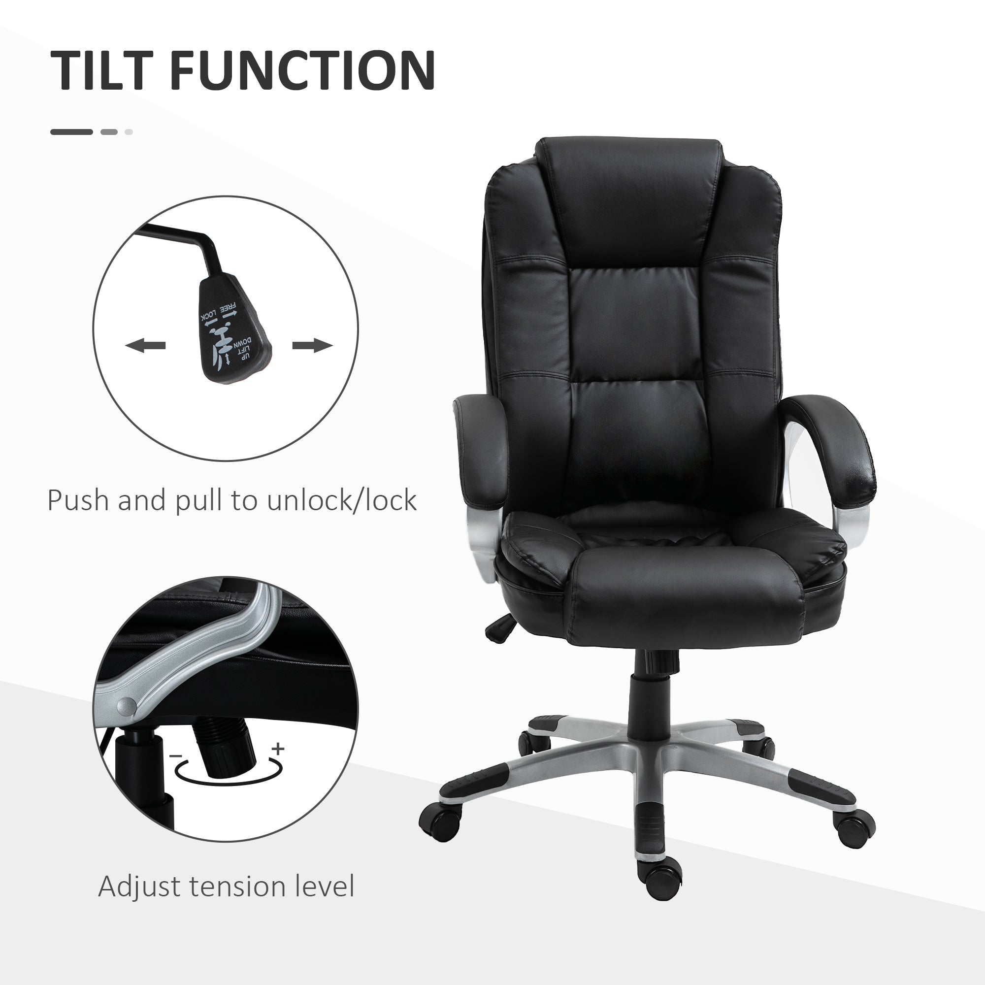High Back Executive Office Chair Black-DECOROLALA