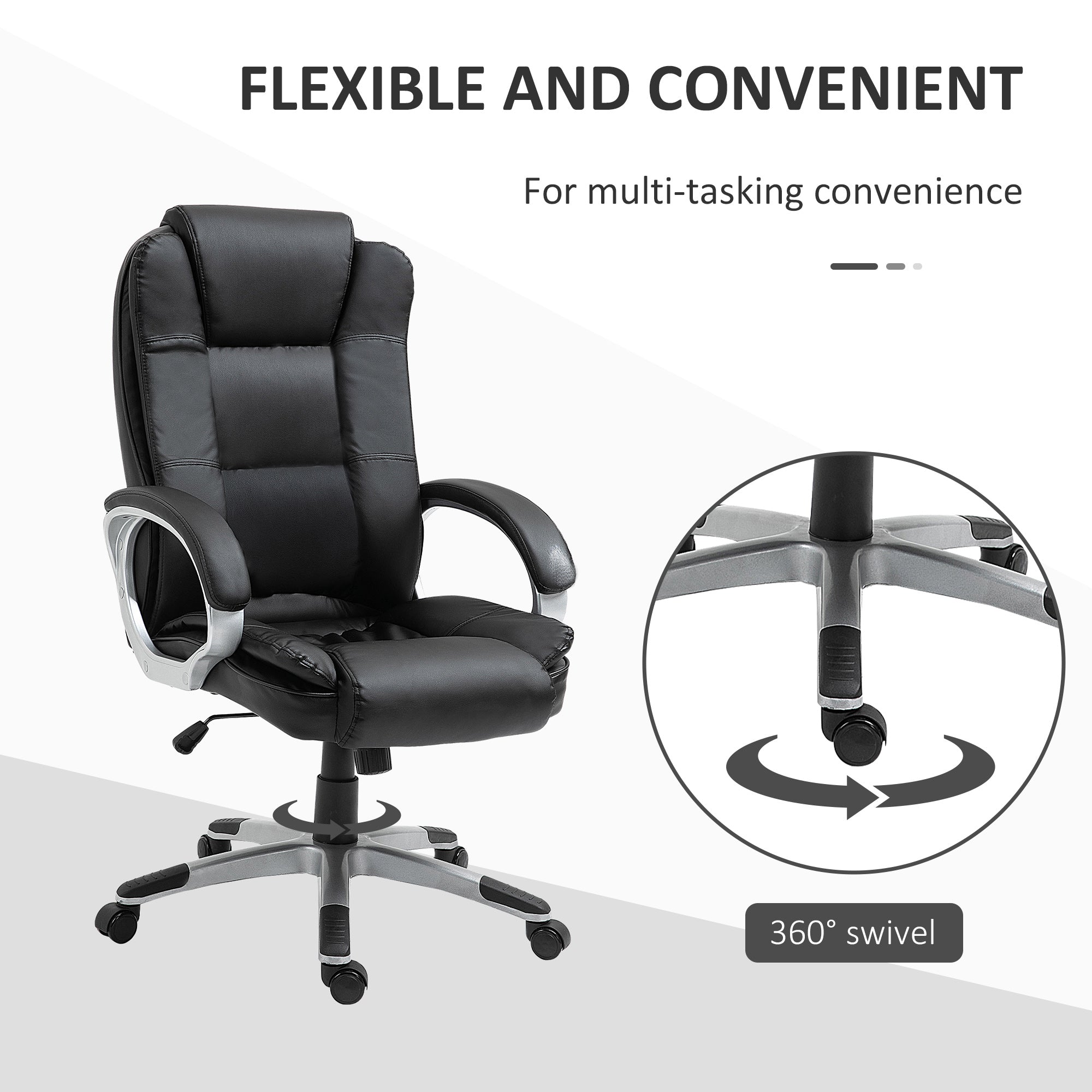 High Back Executive Office Chair Black-DECOROLALA