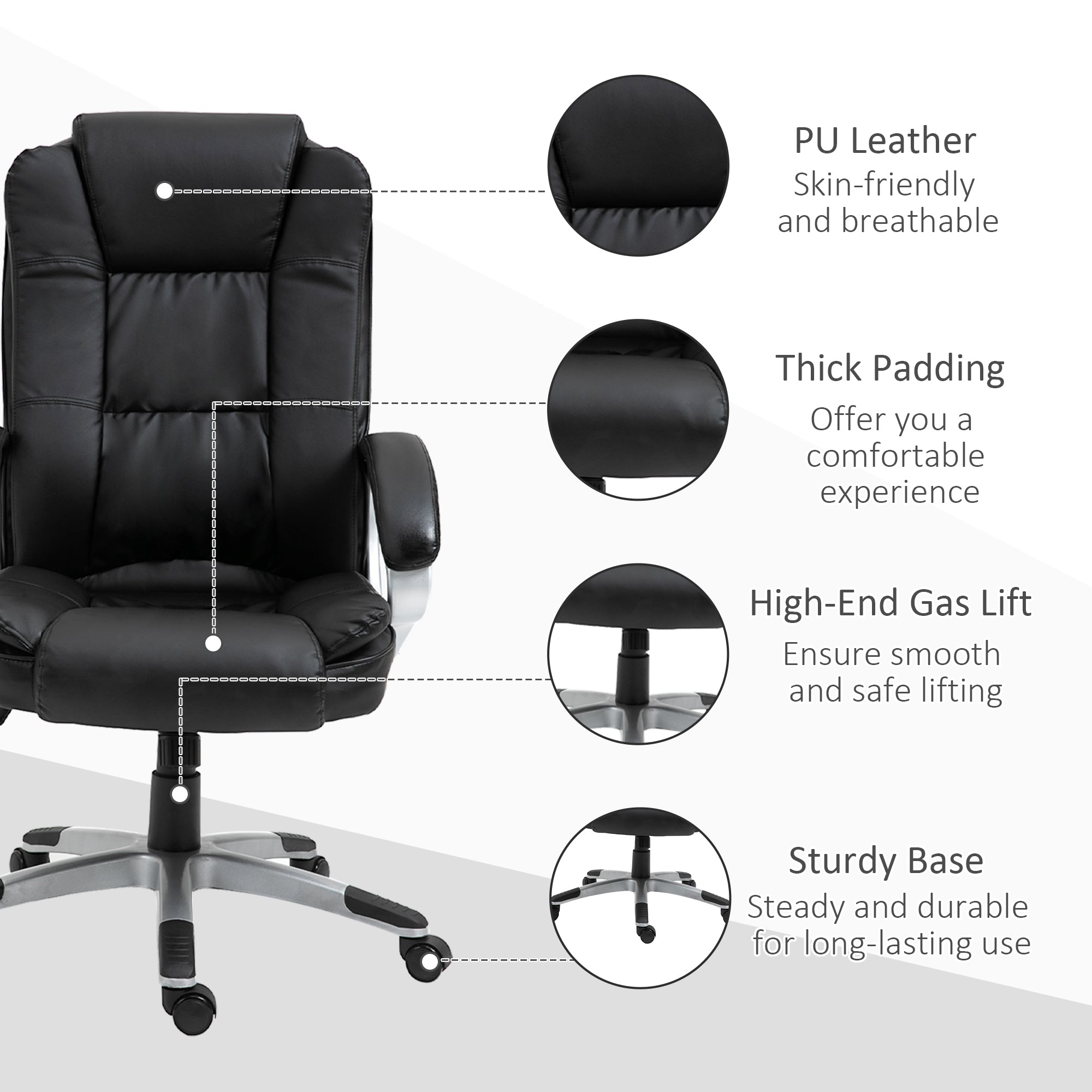 High Back Executive Office Chair Black-DECOROLALA