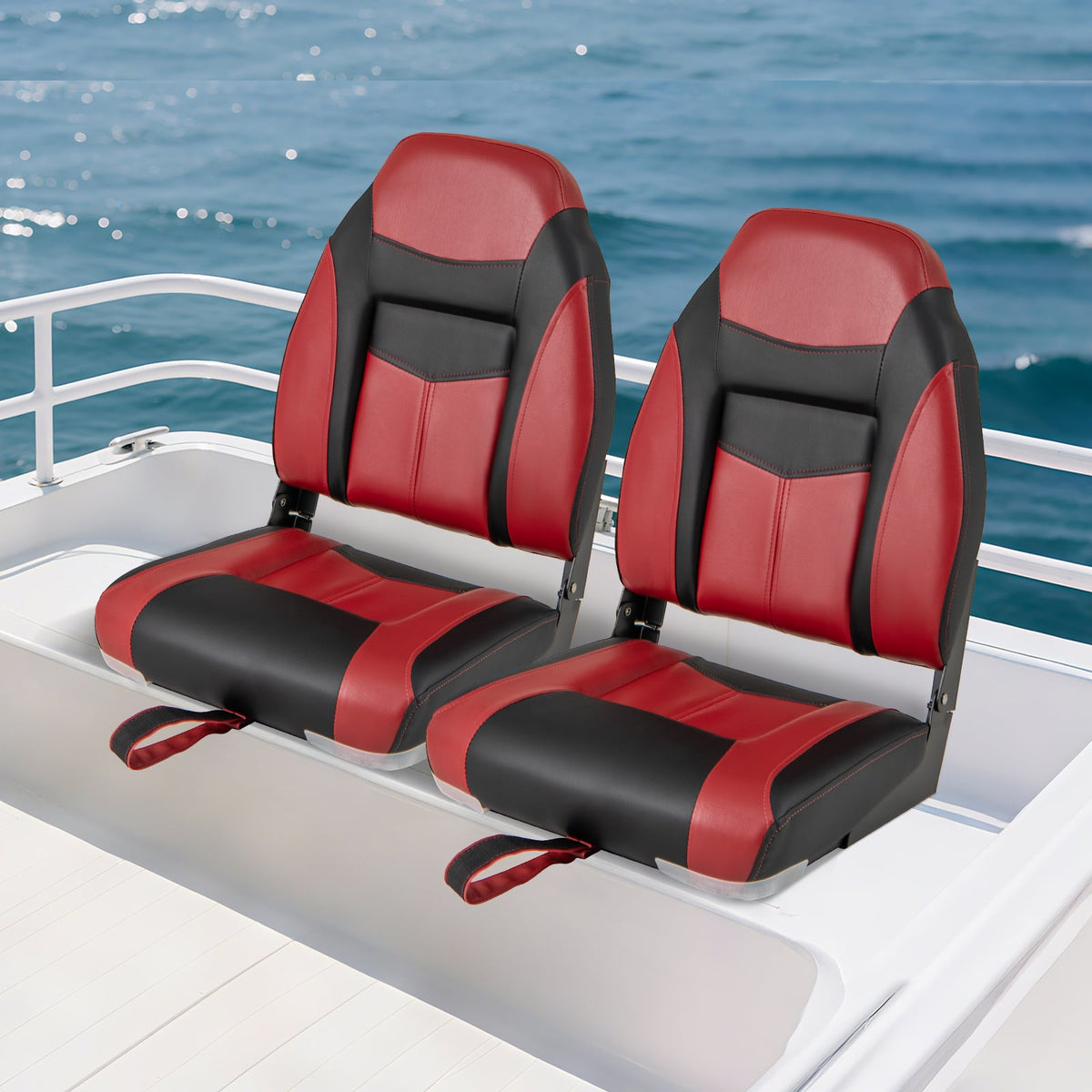 High Back Folding Boat Seats with Sponge Cushions and Flexible Hinges-Swimming-DECOROLALA