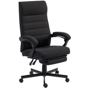 High Back Linen Office Chair with Footrest - Black-Office Products > Office Furniture > Office Chairs-DECOROLALA