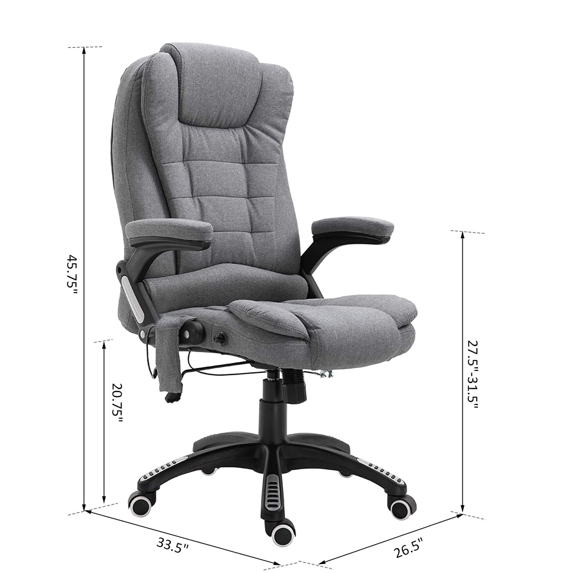 High Back Massage Office Chair Ergonomic Recliner Grey-DECOROLALA