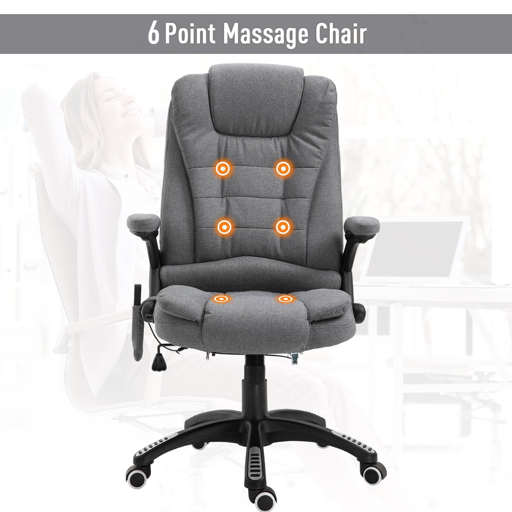 High Back Massage Office Chair Ergonomic Recliner Grey-DECOROLALA
