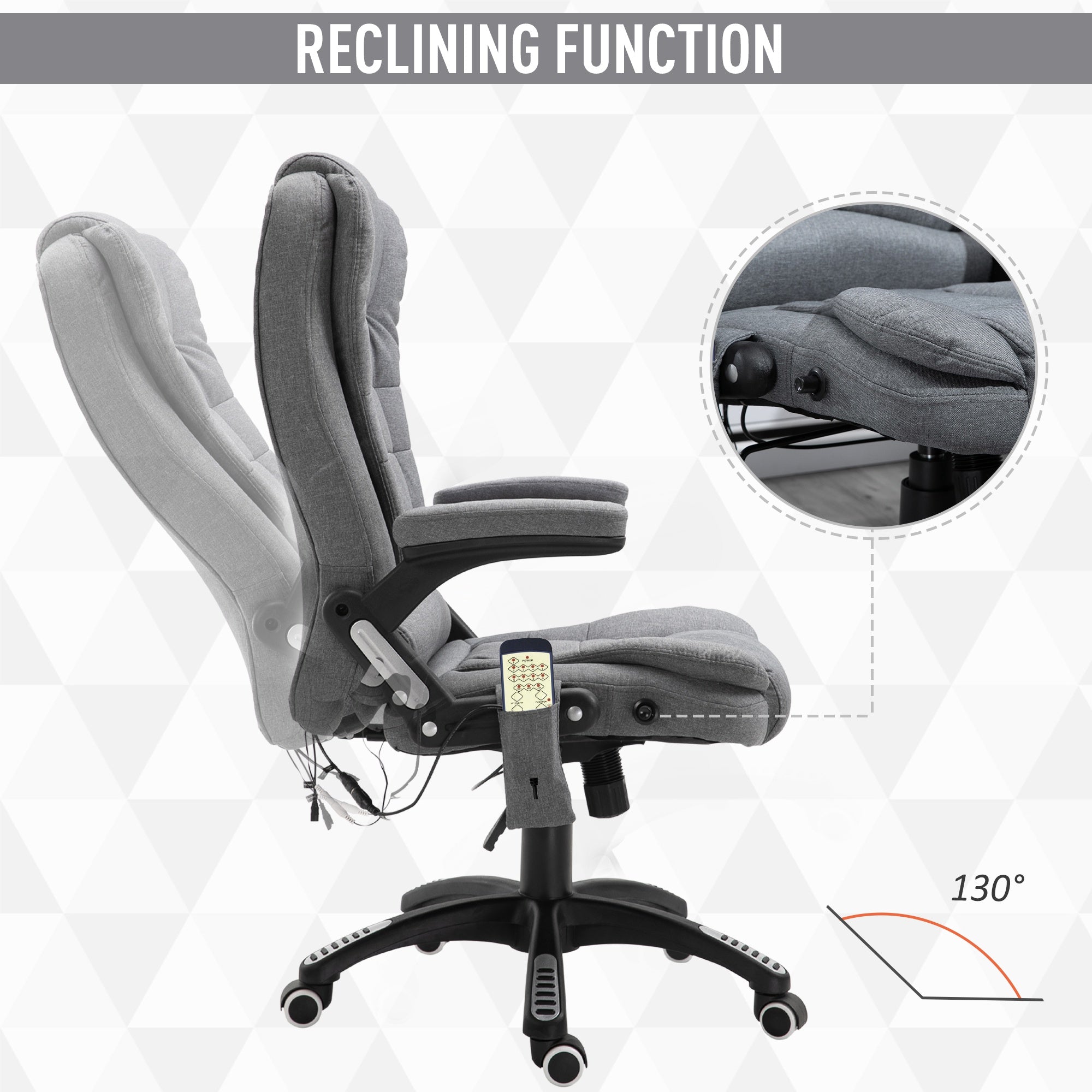 High Back Massage Office Chair Ergonomic Recliner Grey-DECOROLALA