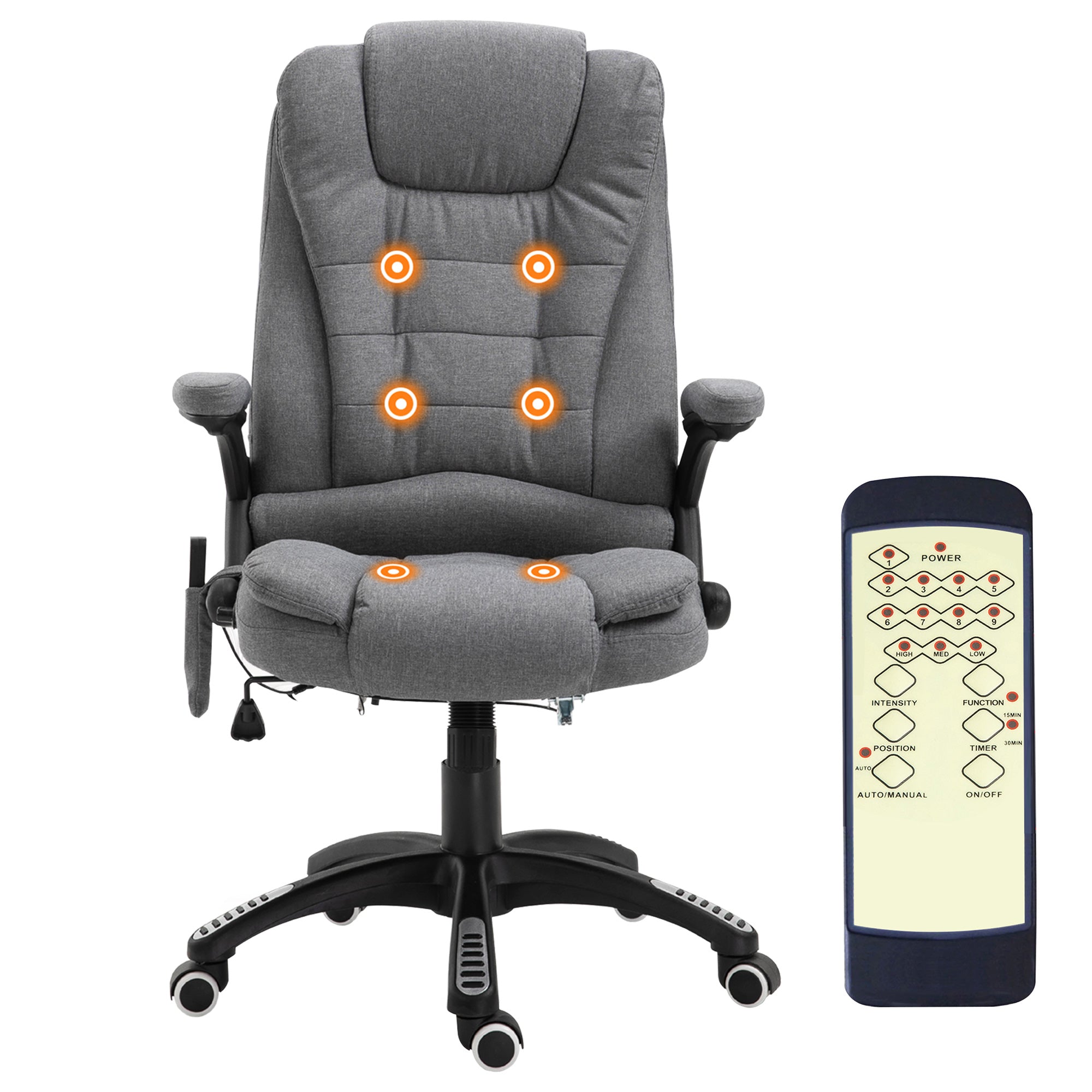 High Back Massage Office Chair Ergonomic Recliner Grey-DECOROLALA