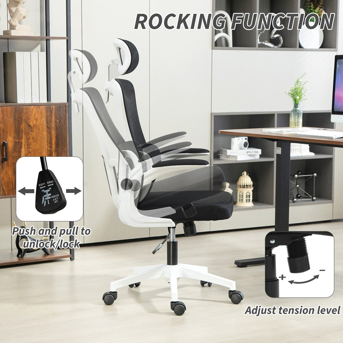 High Back Mesh Office Chair - Black Lumbar Support-Office Products > Office Furniture > Office Chairs > Task Chairs-DECOROLALA