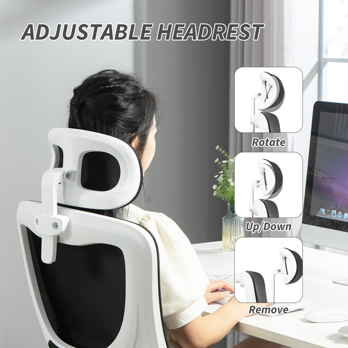High Back Mesh Office Chair - Black Lumbar Support-Office Products > Office Furniture > Office Chairs > Task Chairs-DECOROLALA