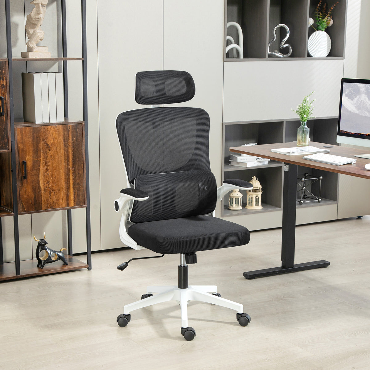 High Back Mesh Office Chair - Black Lumbar Support-Office Products > Office Furniture > Office Chairs > Task Chairs-DECOROLALA