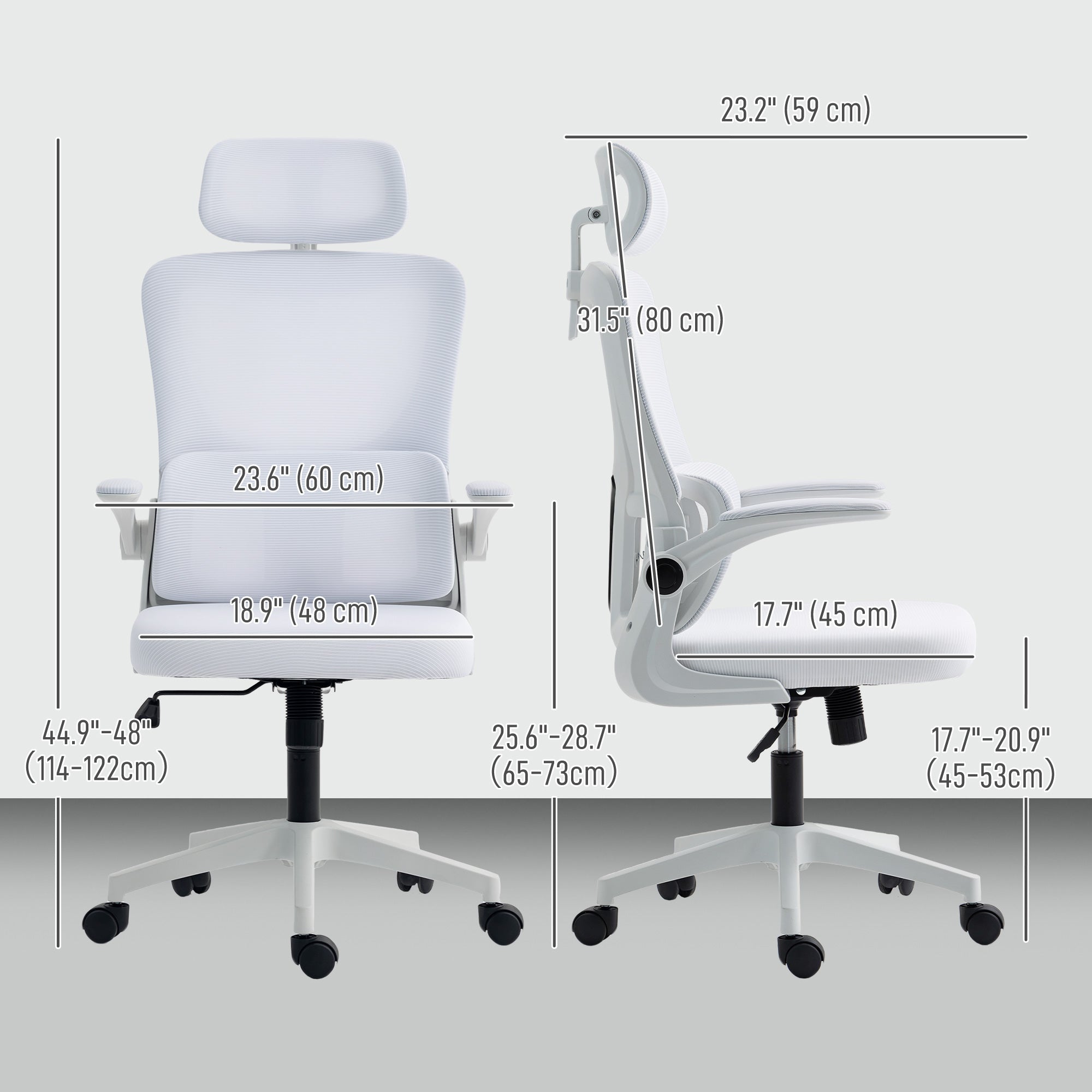 High Back Mesh Office Chair - Cream White Adjustable Height-Office Products > Office Furniture > Office Chairs-DECOROLALA