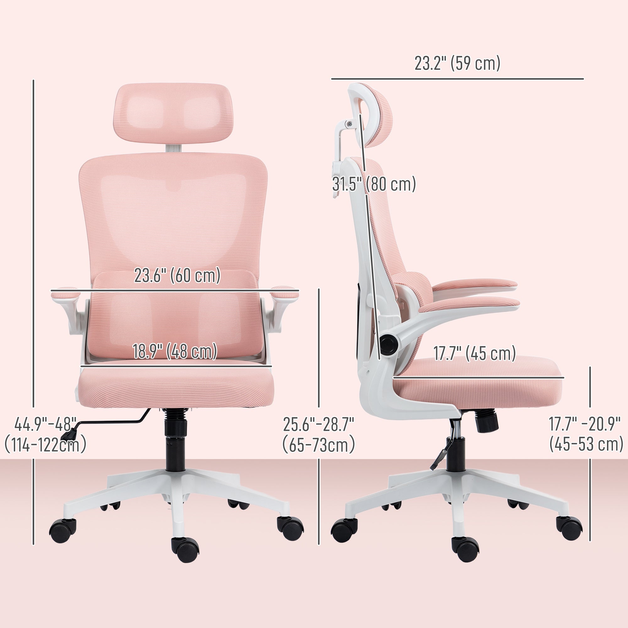 High Back Mesh Office Chair - Pink Adjustable Height-Office Products > Office Furniture > Office Chairs > Task Chairs-DECOROLALA
