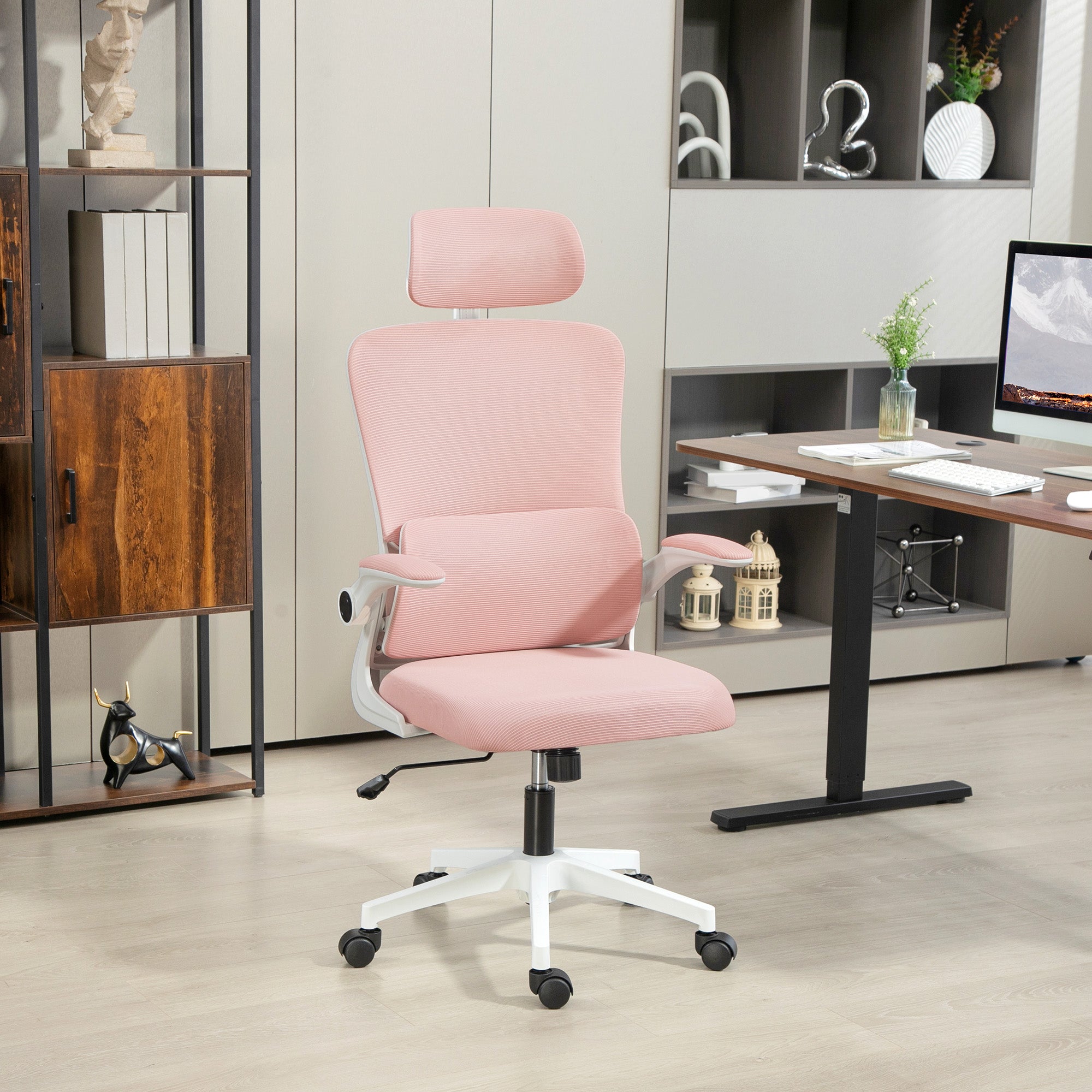 High Back Mesh Office Chair - Pink Adjustable Height-Office Products > Office Furniture > Office Chairs > Task Chairs-DECOROLALA