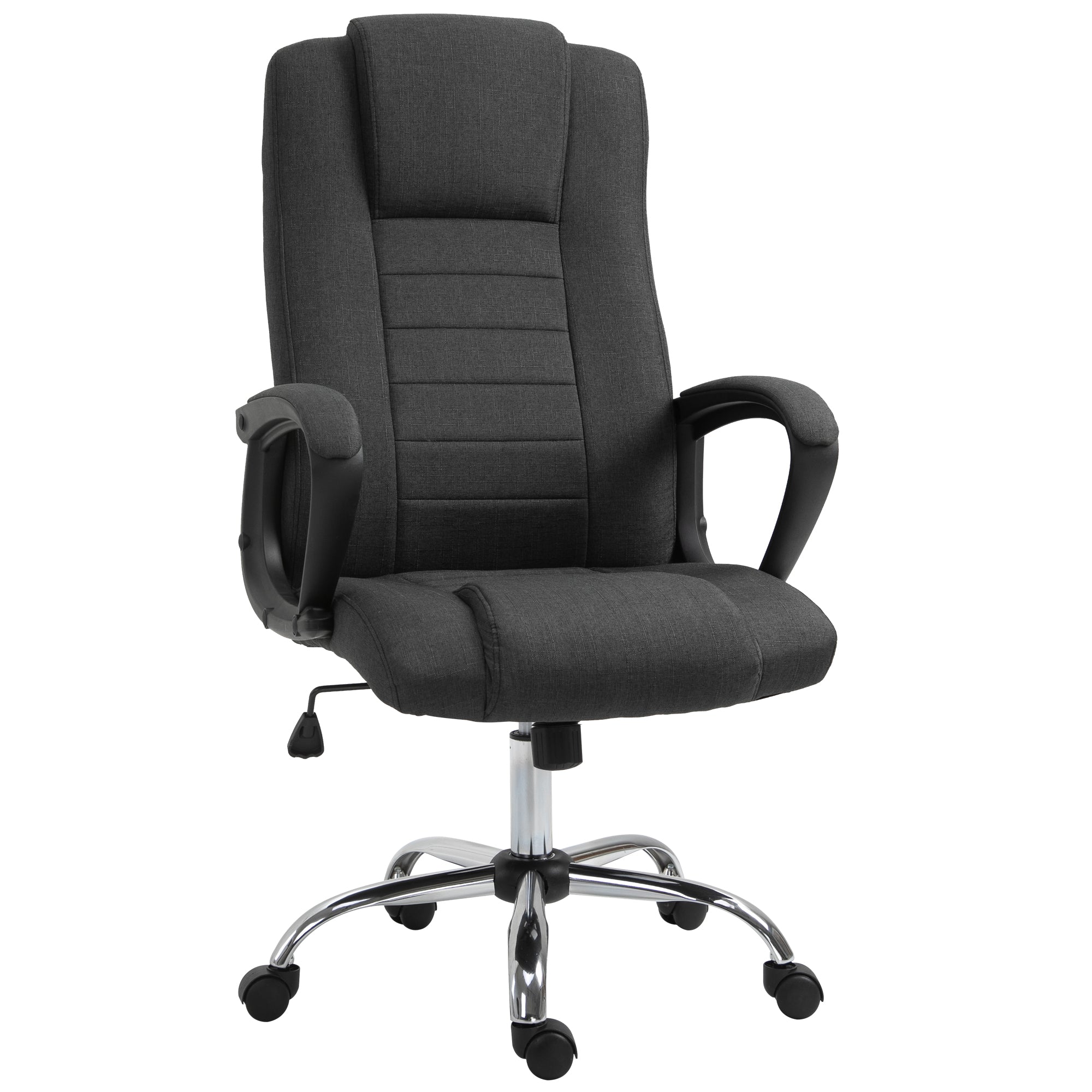 High Back Office Chair - Charcoal Grey Linen-Feel Fabric-Office Products > Office Furniture > Office Chairs > Executive & Manager Chairs-DECOROLALA
