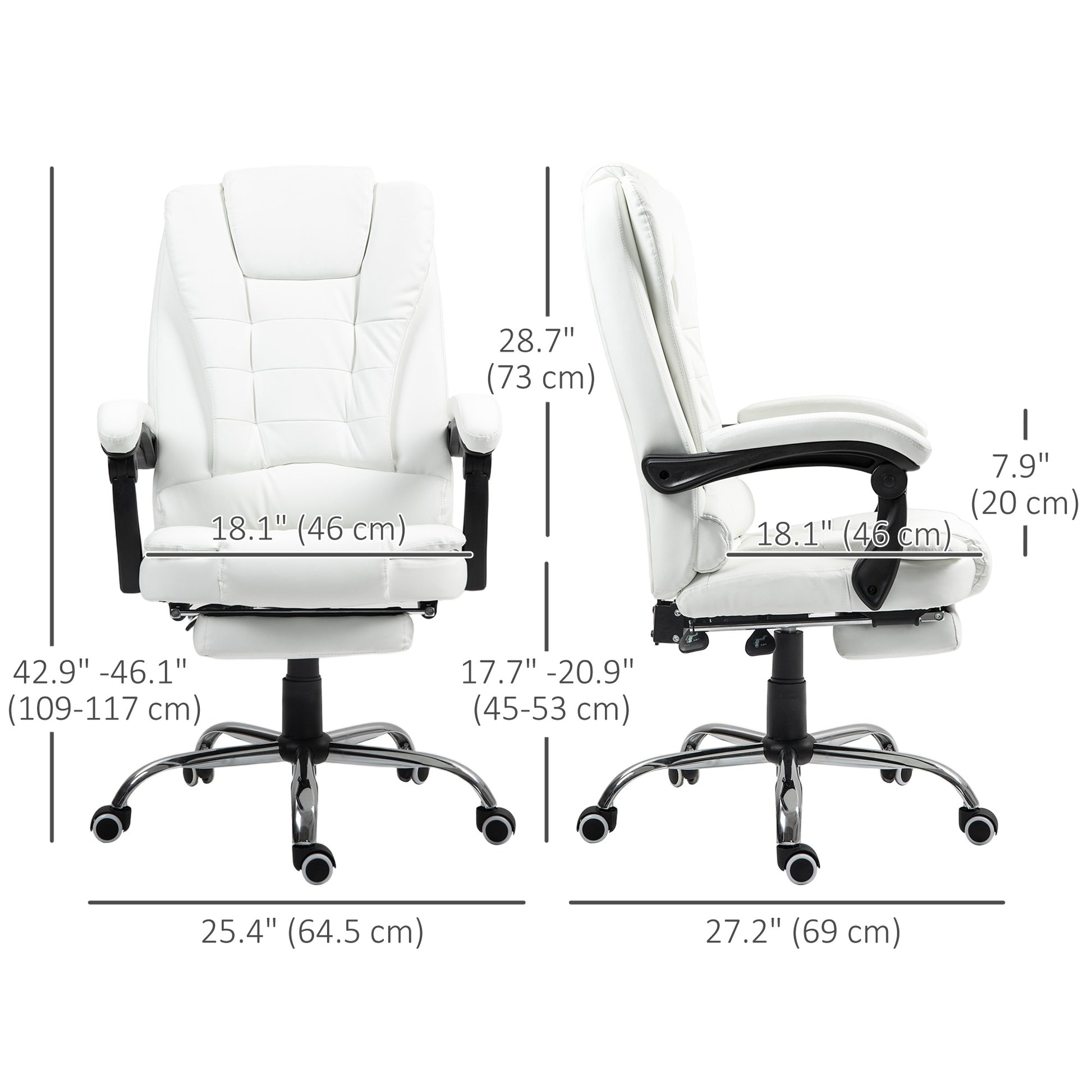 High Back Office Chair PU Leather White-DECOROLALA