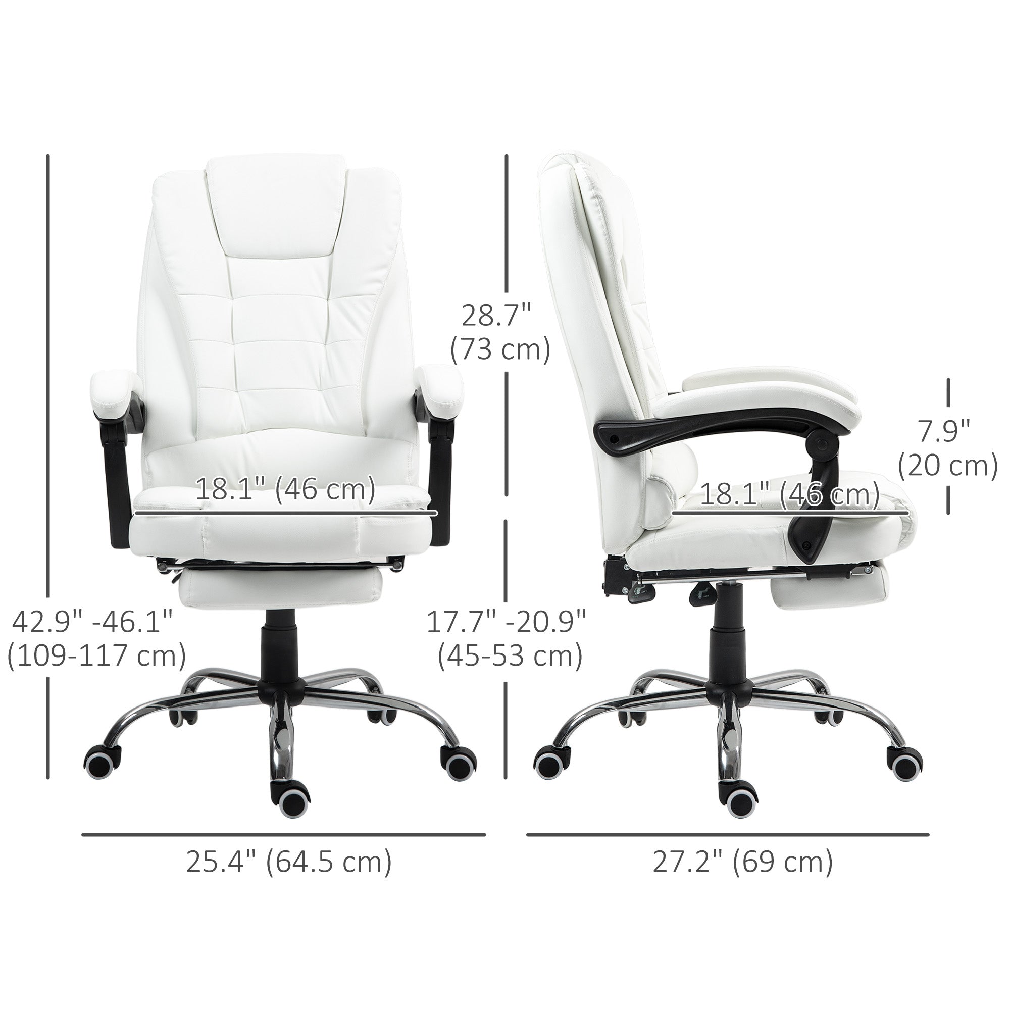 High Back Office Chair PU Leather White-DECOROLALA