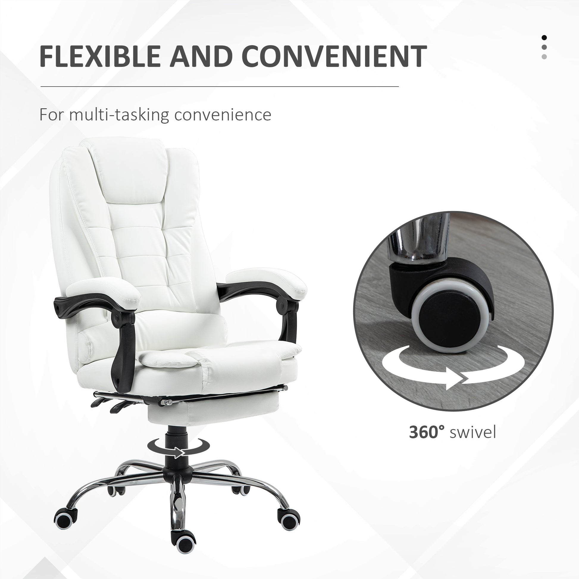 High Back Office Chair PU Leather White-DECOROLALA
