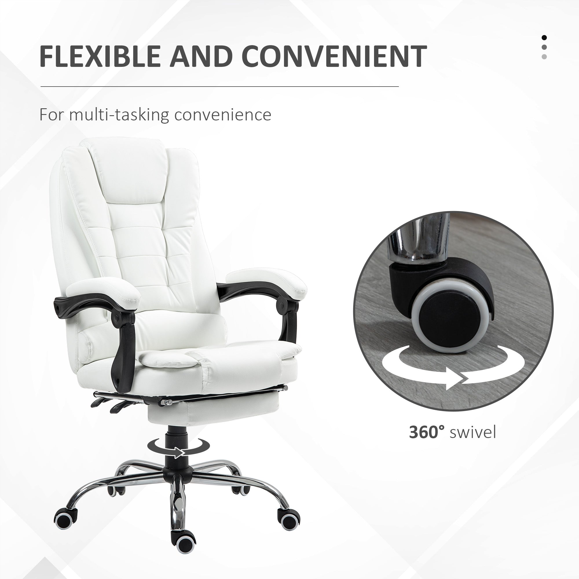 High Back Office Chair PU Leather White-DECOROLALA